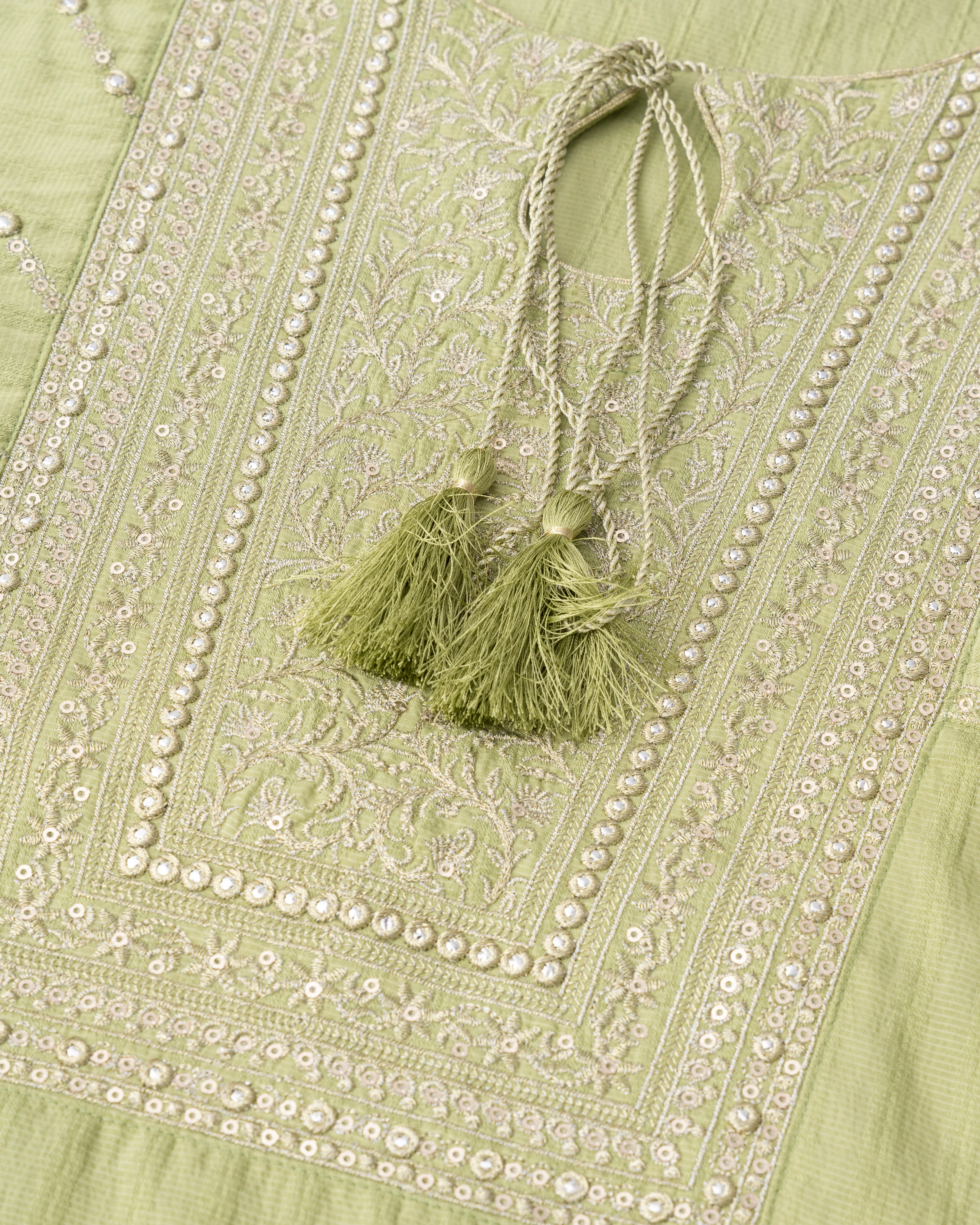 Smart Fit Embellished Two-Piece Formal Ethnic Set with Organza Dupatta - Image 23