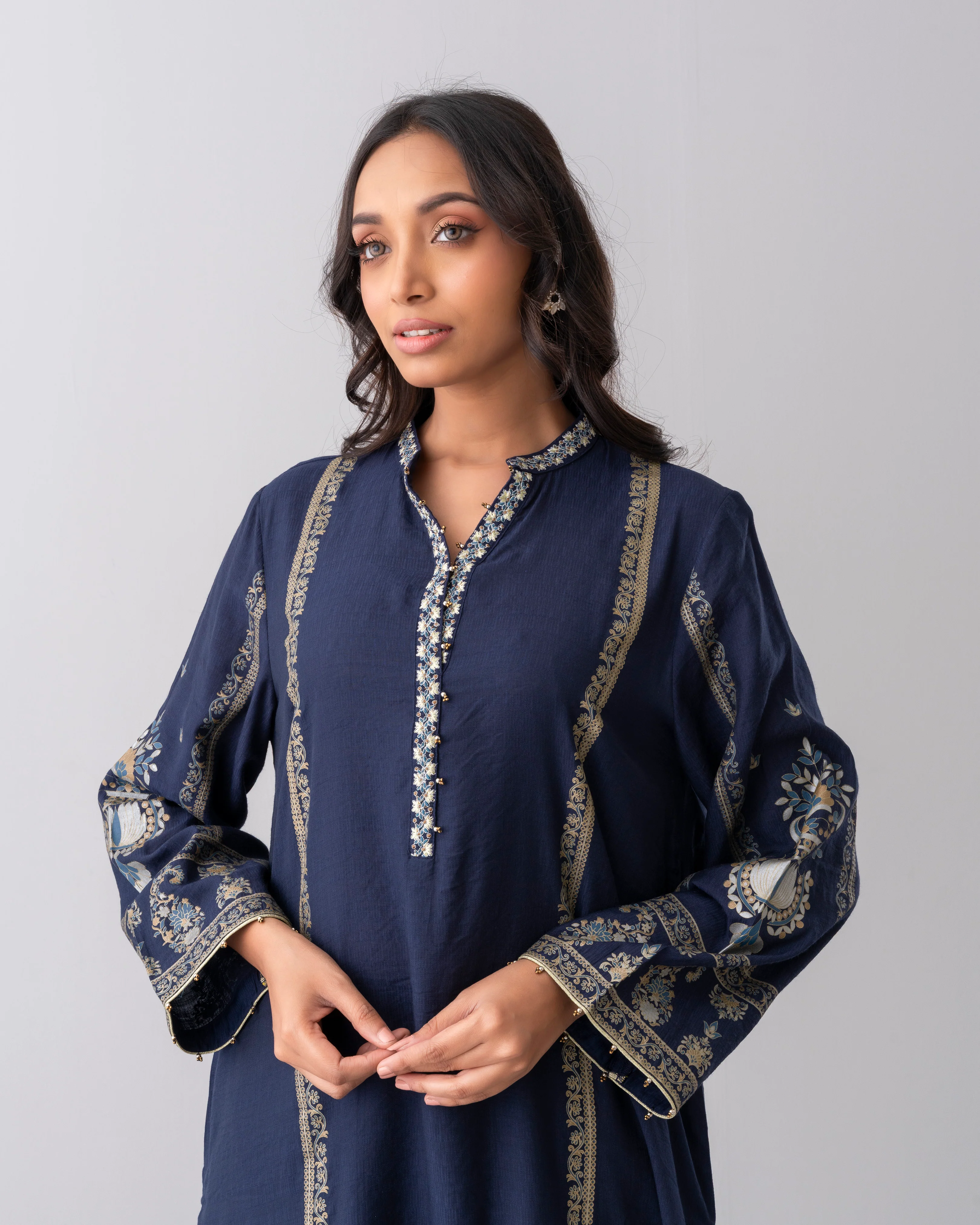 Smart Fit Embellished Two-Piece Formal Ethnic Set with Organza Dupatta - Image 10