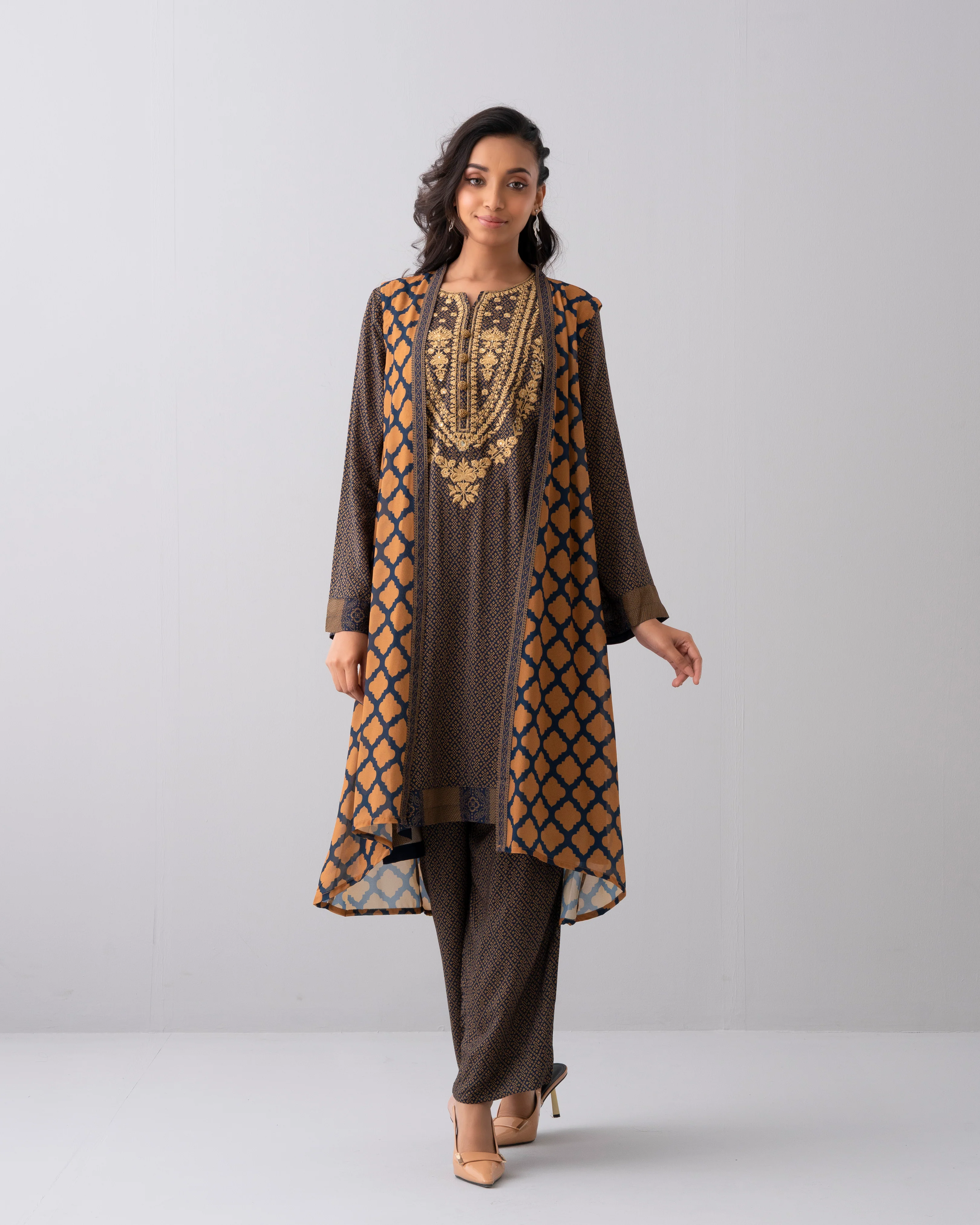 Smart Fit Embroidered Two-Piece Ethnic Set