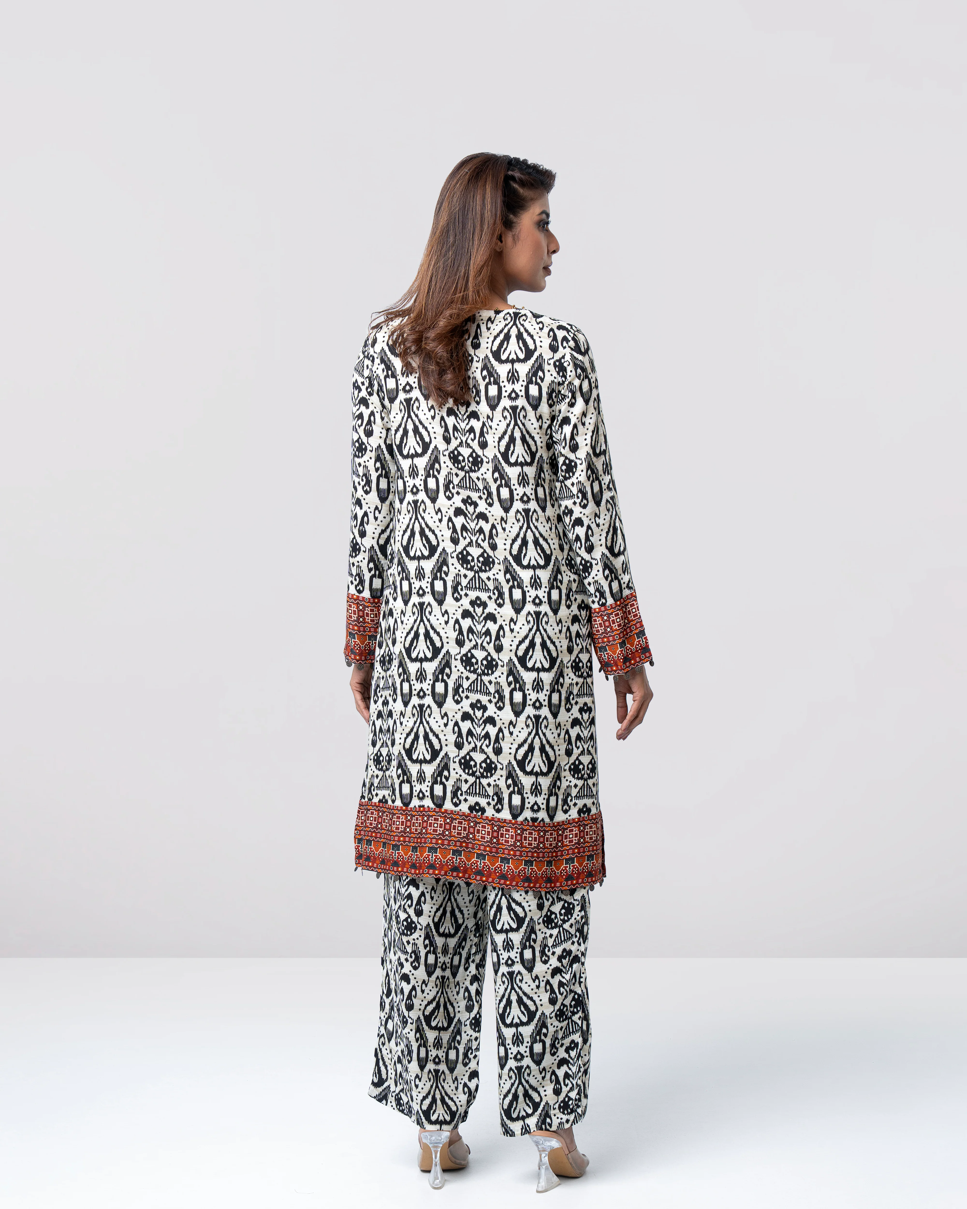 Relaxed Fit Mid-Length Printed Two-Piece Ethnic Set - Image 12