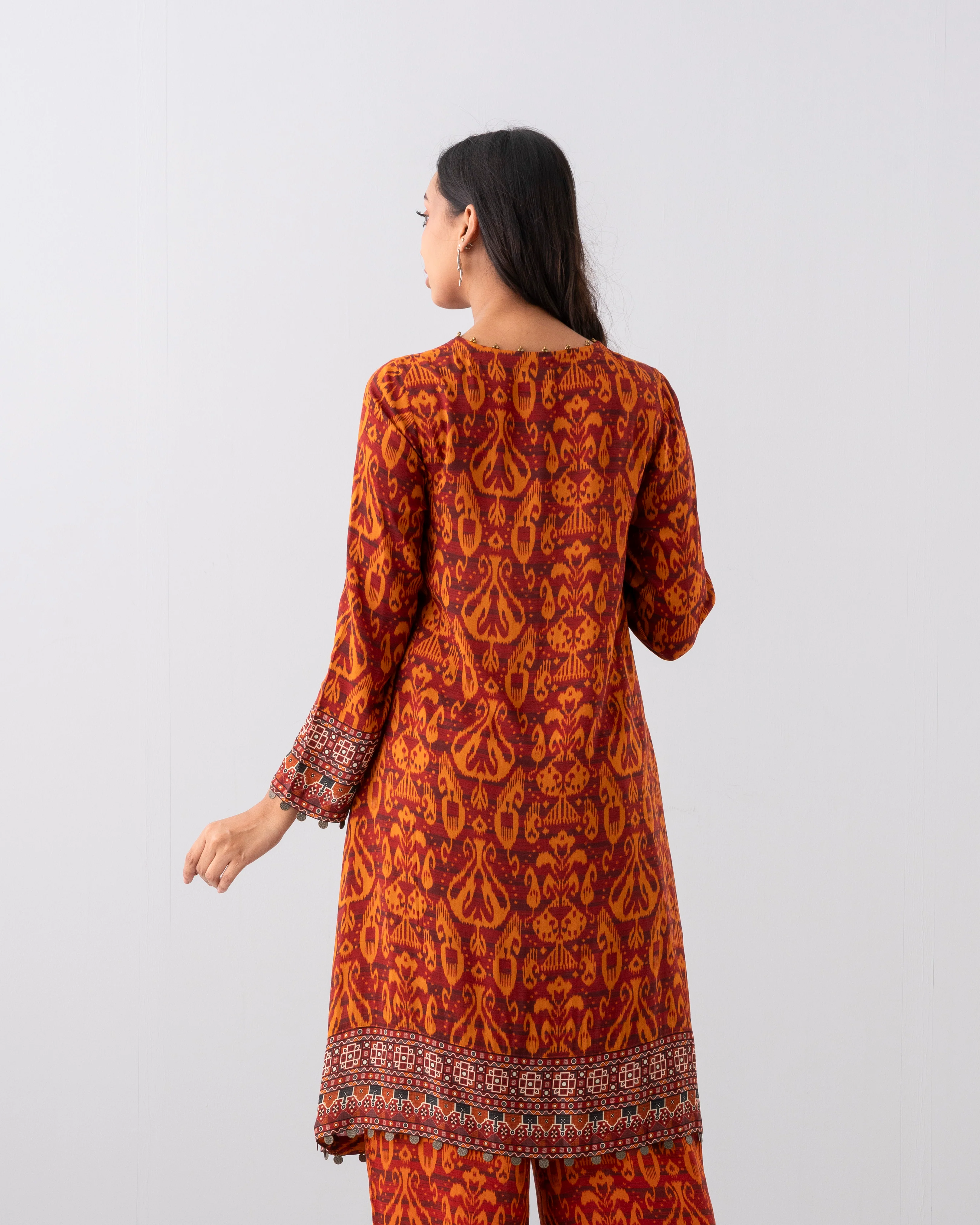 Relaxed Fit Mid-Length Printed Two-Piece Ethnic Set - Image 4