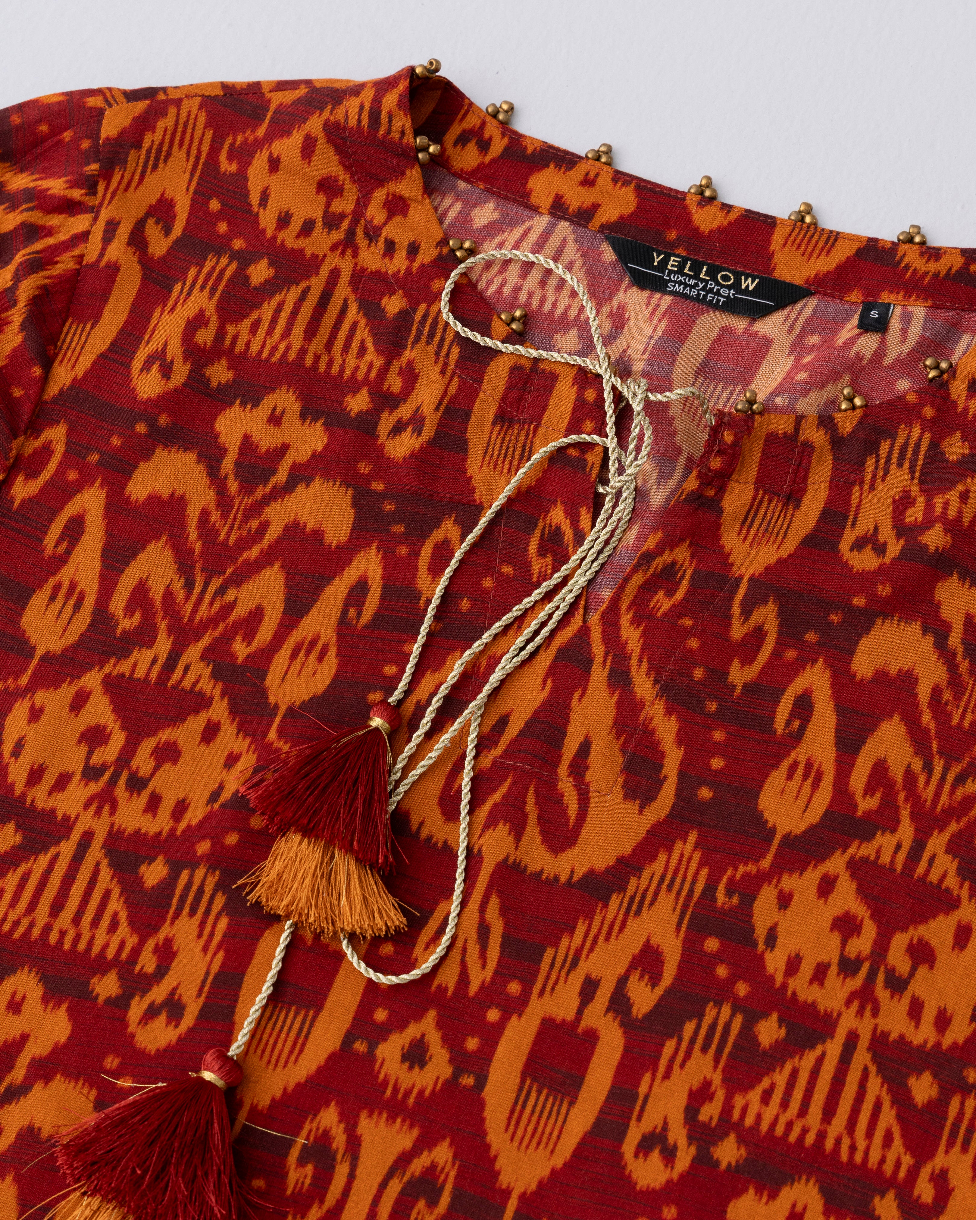 Relaxed Fit Mid-Length Printed Two-Piece Ethnic Set - Image 6