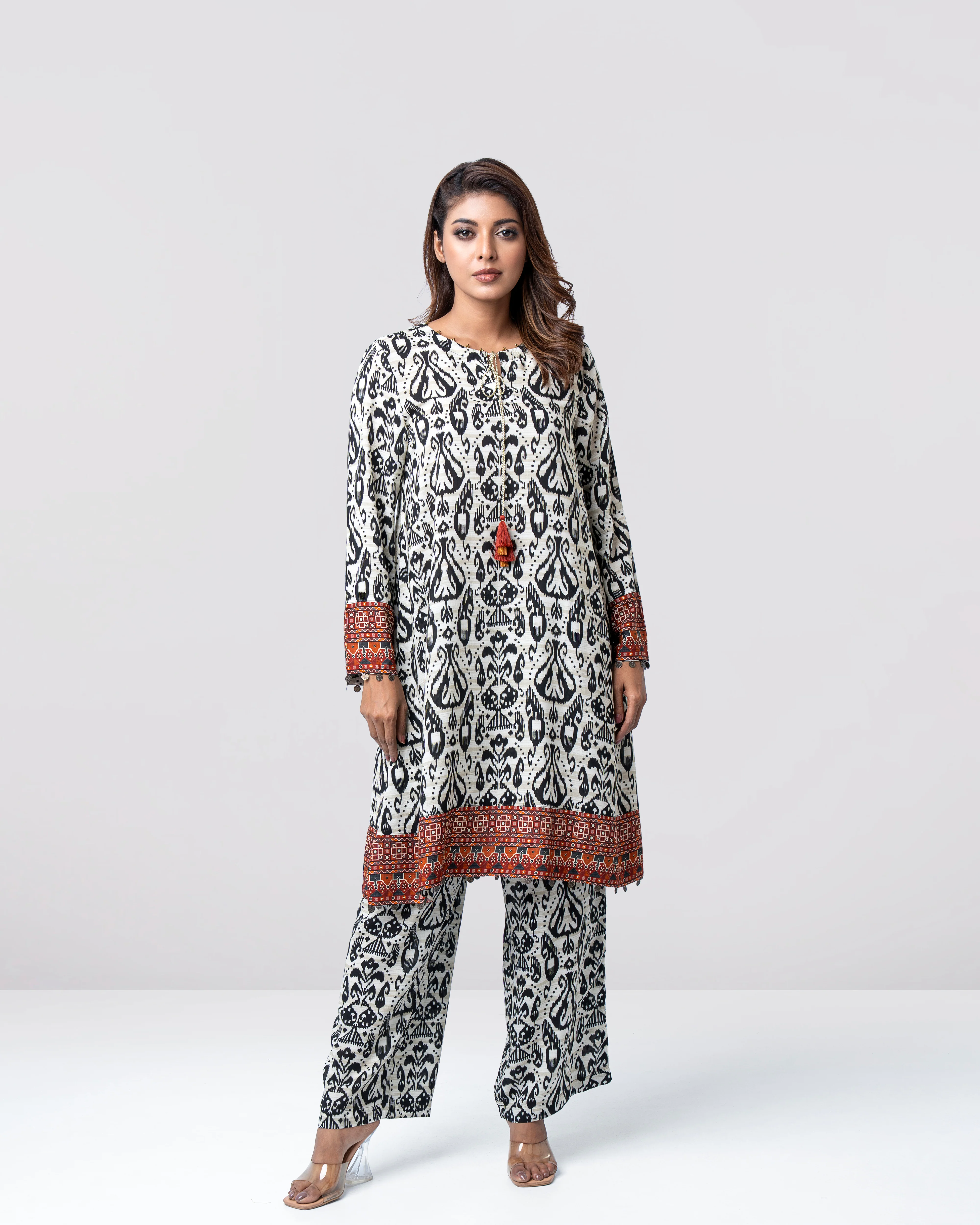 Relaxed Fit Mid-Length Printed Two-Piece Ethnic Set - Image 7