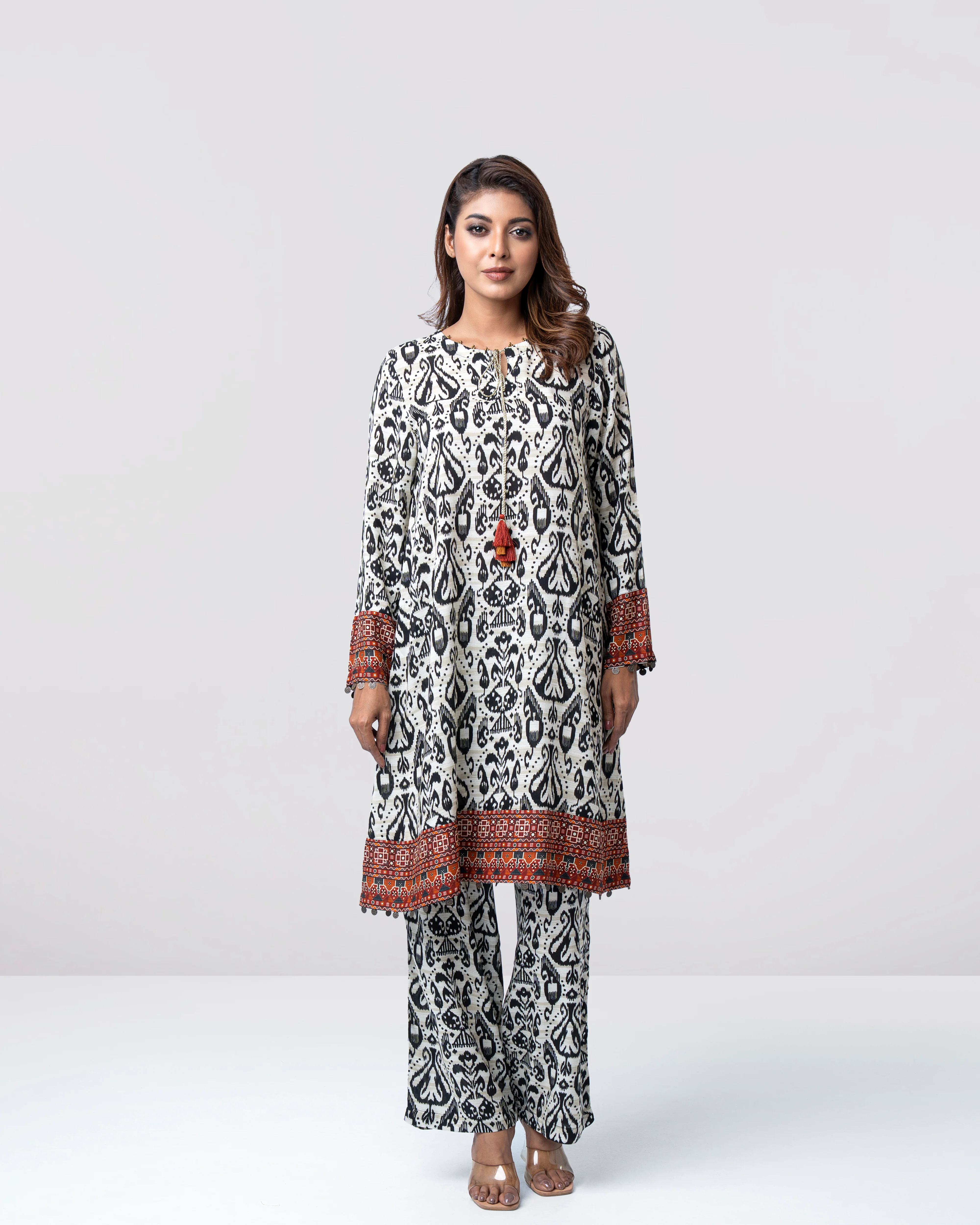 Relaxed Fit Mid-Length Printed Two-Piece Ethnic Set - Image 9