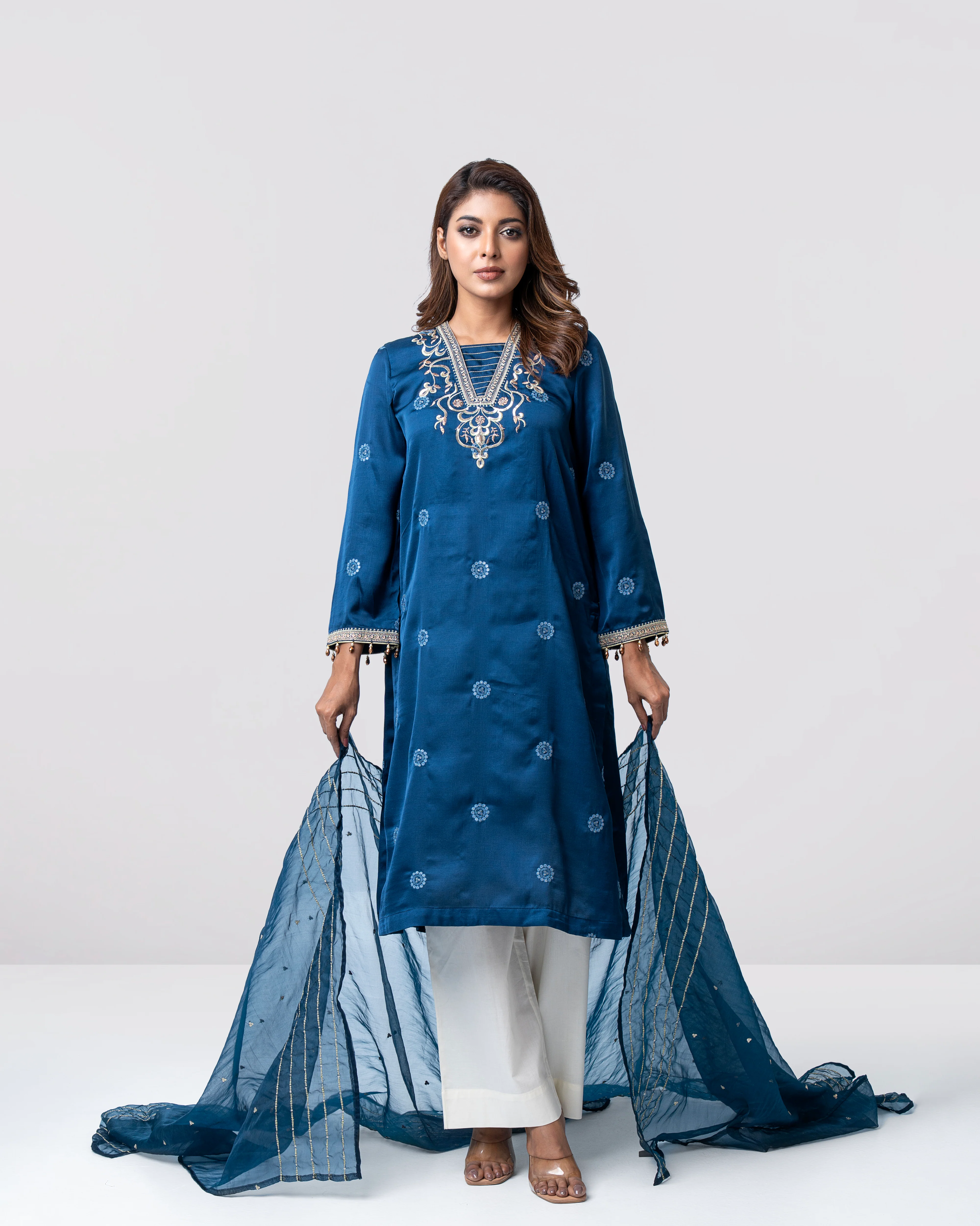 Smart Fit Embroidered Two-Piece Ethnic Set
