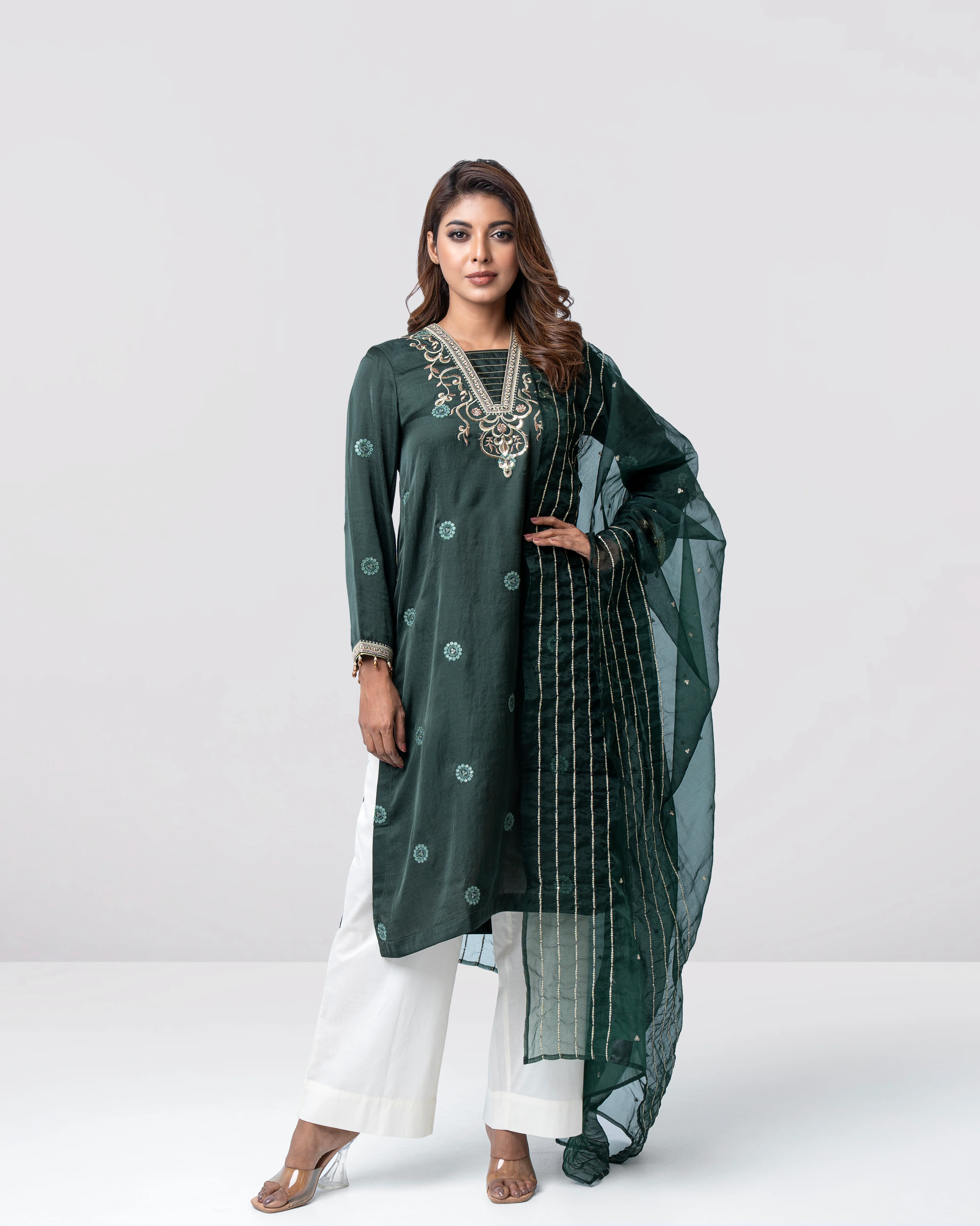 Smart Fit Embroidered Two-Piece Ethnic Set - Image 10