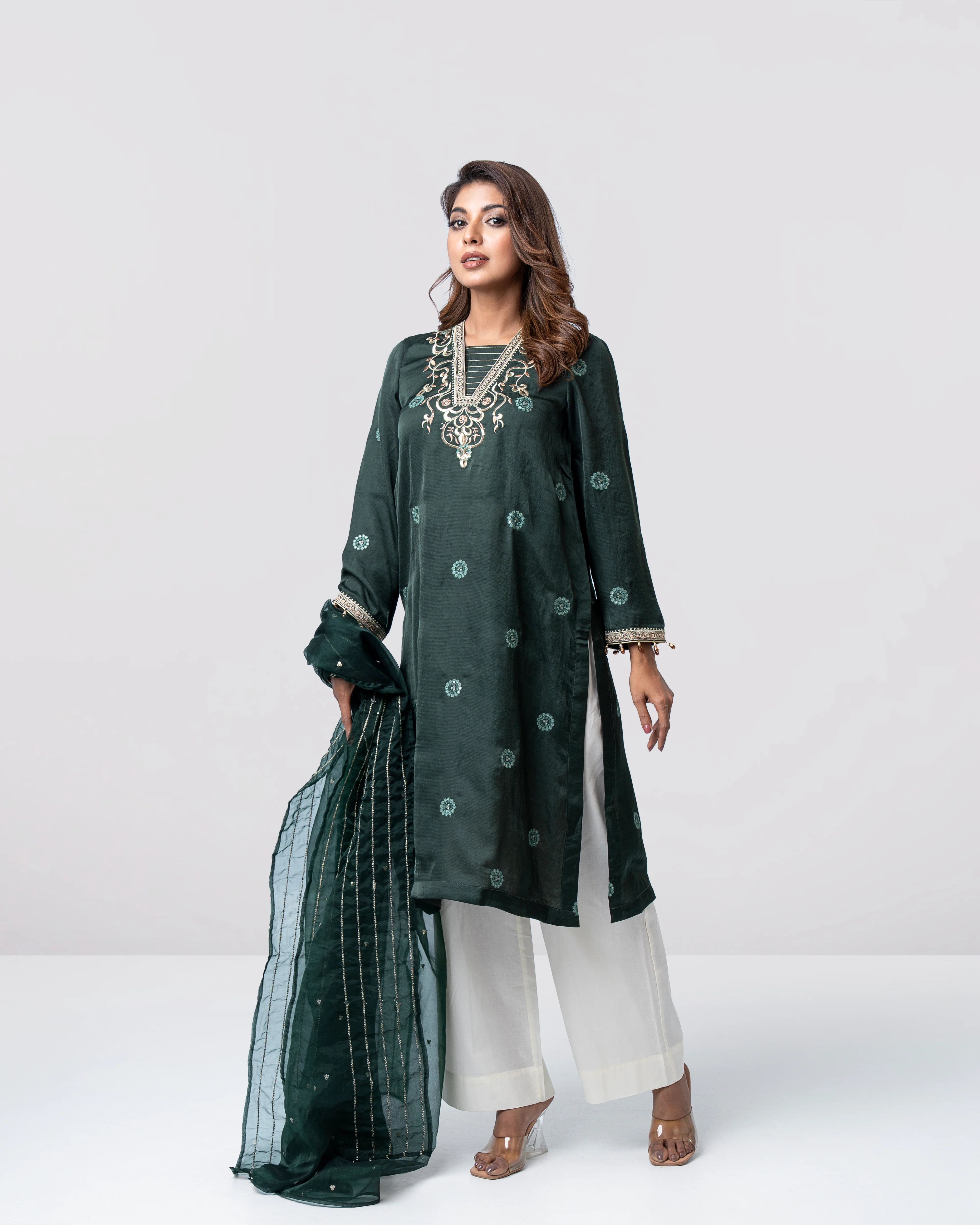 Smart Fit Embroidered Two-Piece Ethnic Set - Image 12