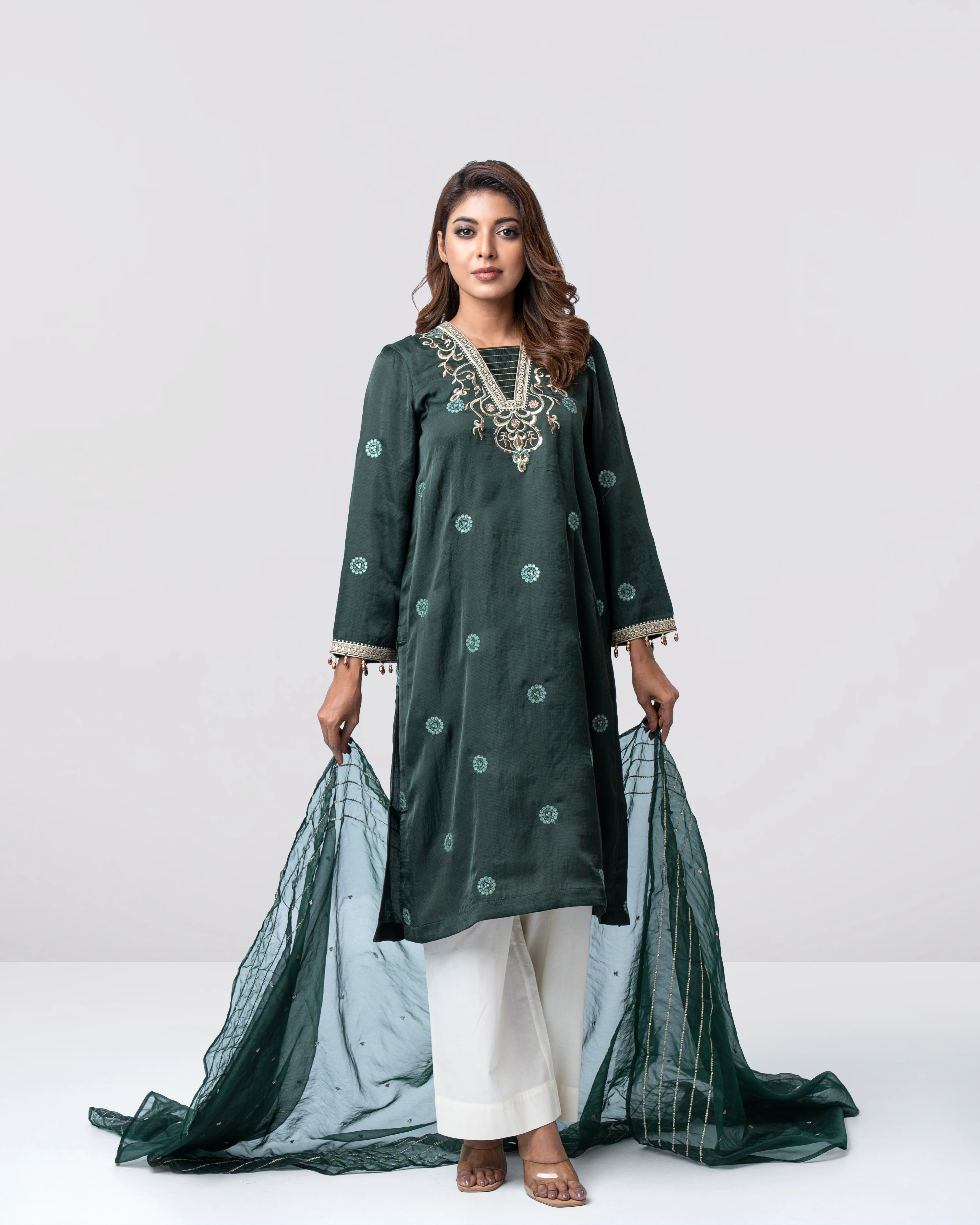 Smart Fit Embroidered Two-Piece Ethnic Set - Image 8