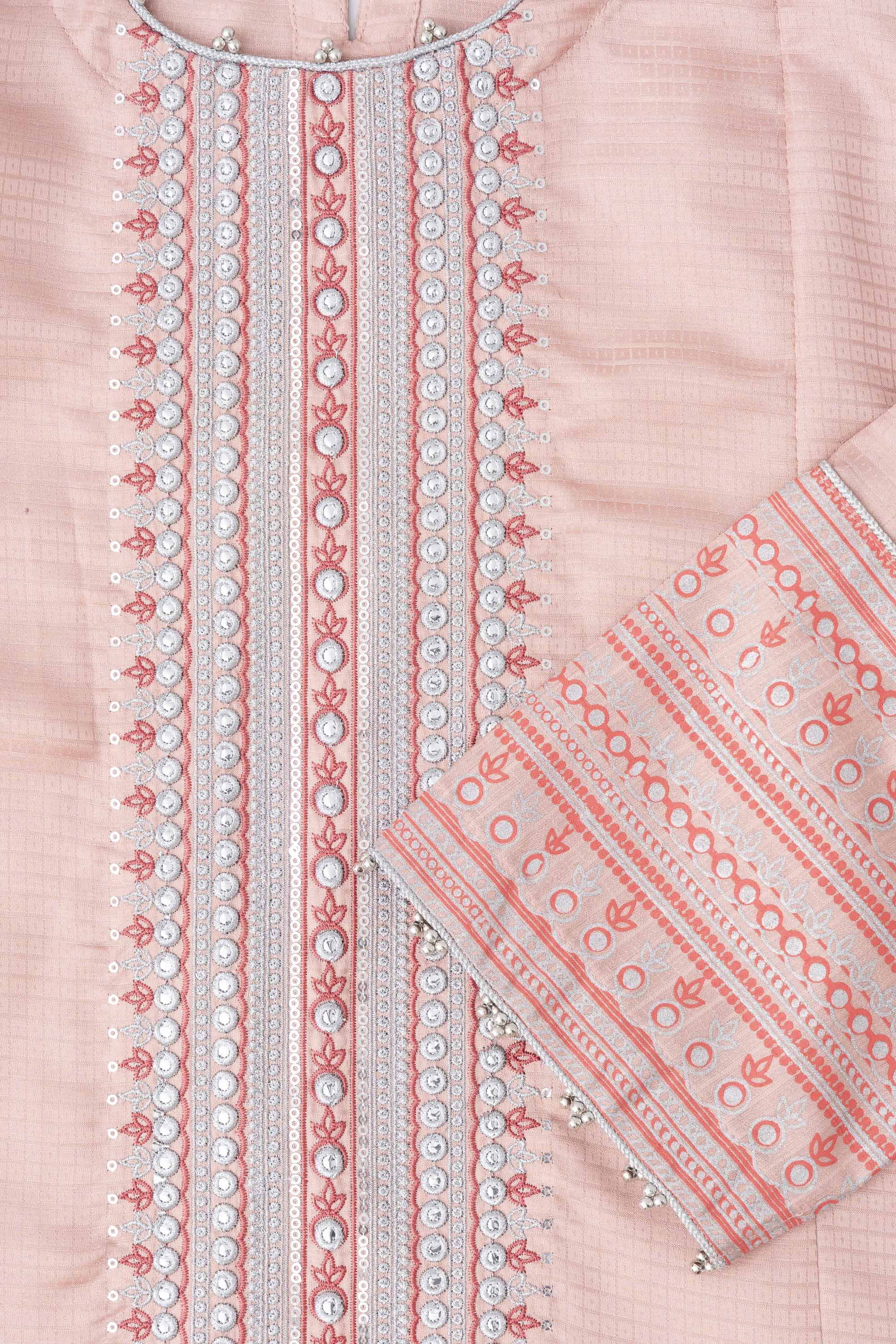 Smart Fit Embroidered Three-Piece Semi-Formal Ethnic Set - Image 7