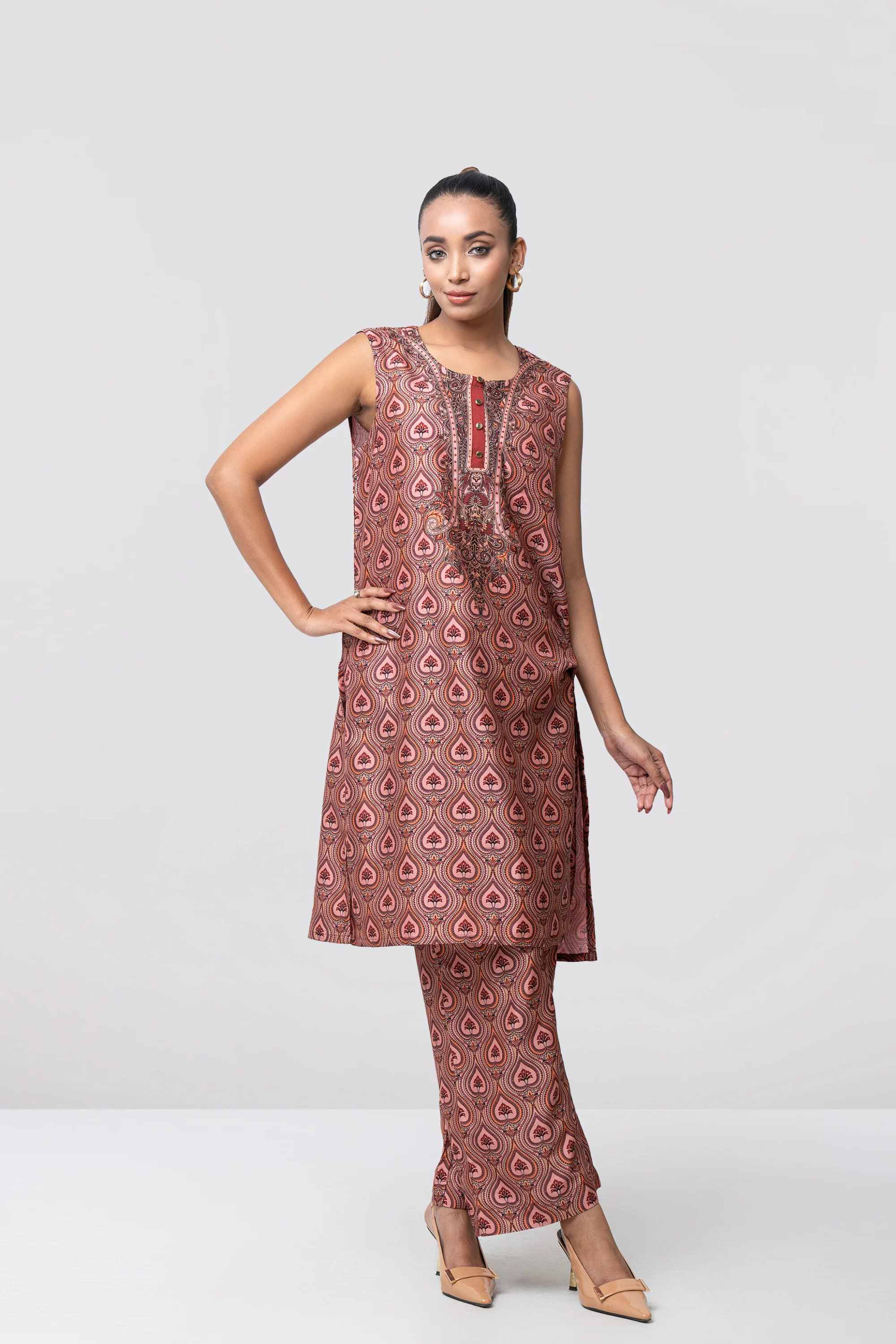 Smart Fit Sublimation Printed Three-Piece Formal Ethnic Set - Image 5