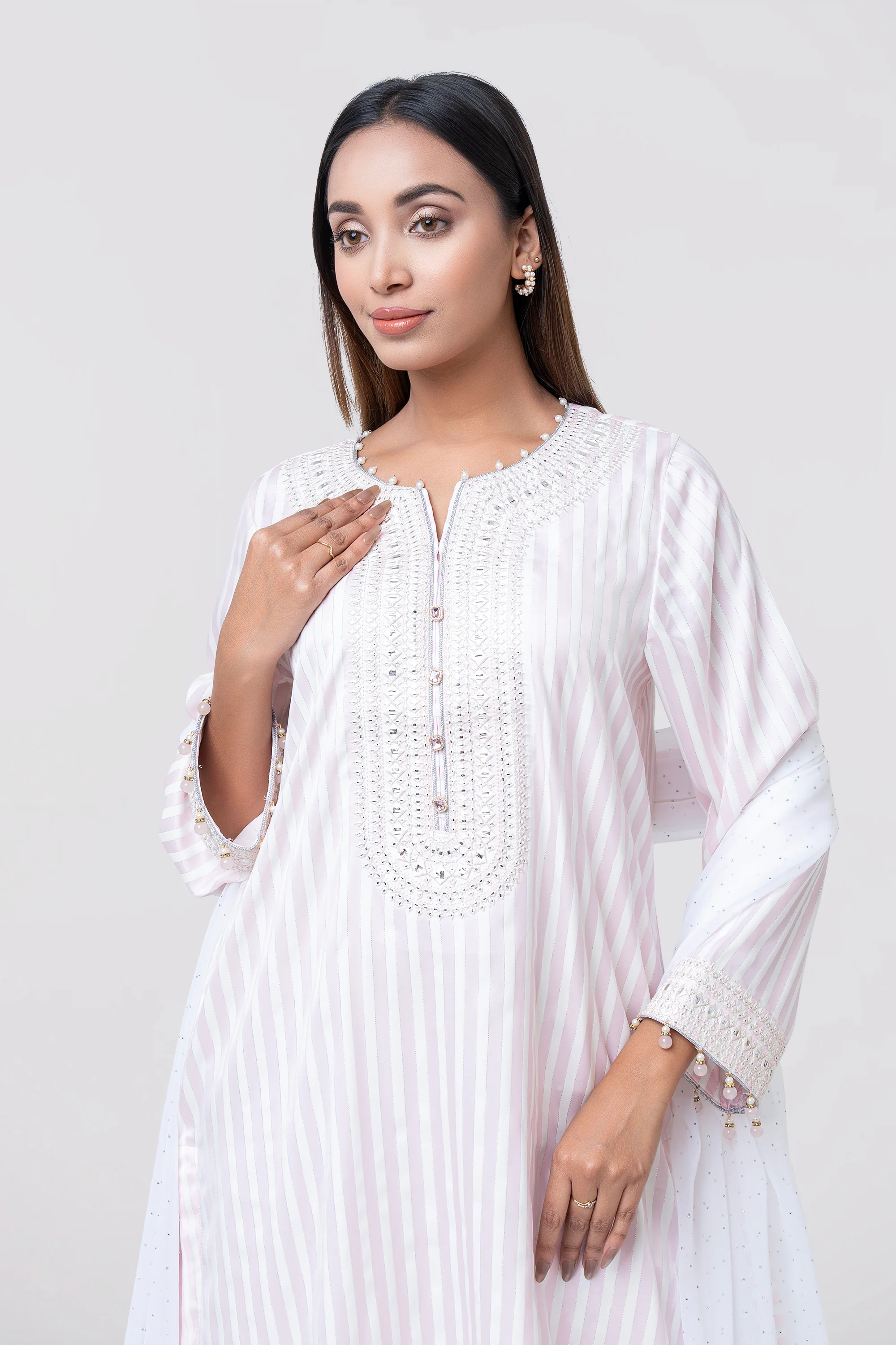 Smart Fit Dollar-Embroidered Three-Piece Ethnic Set - Image 2