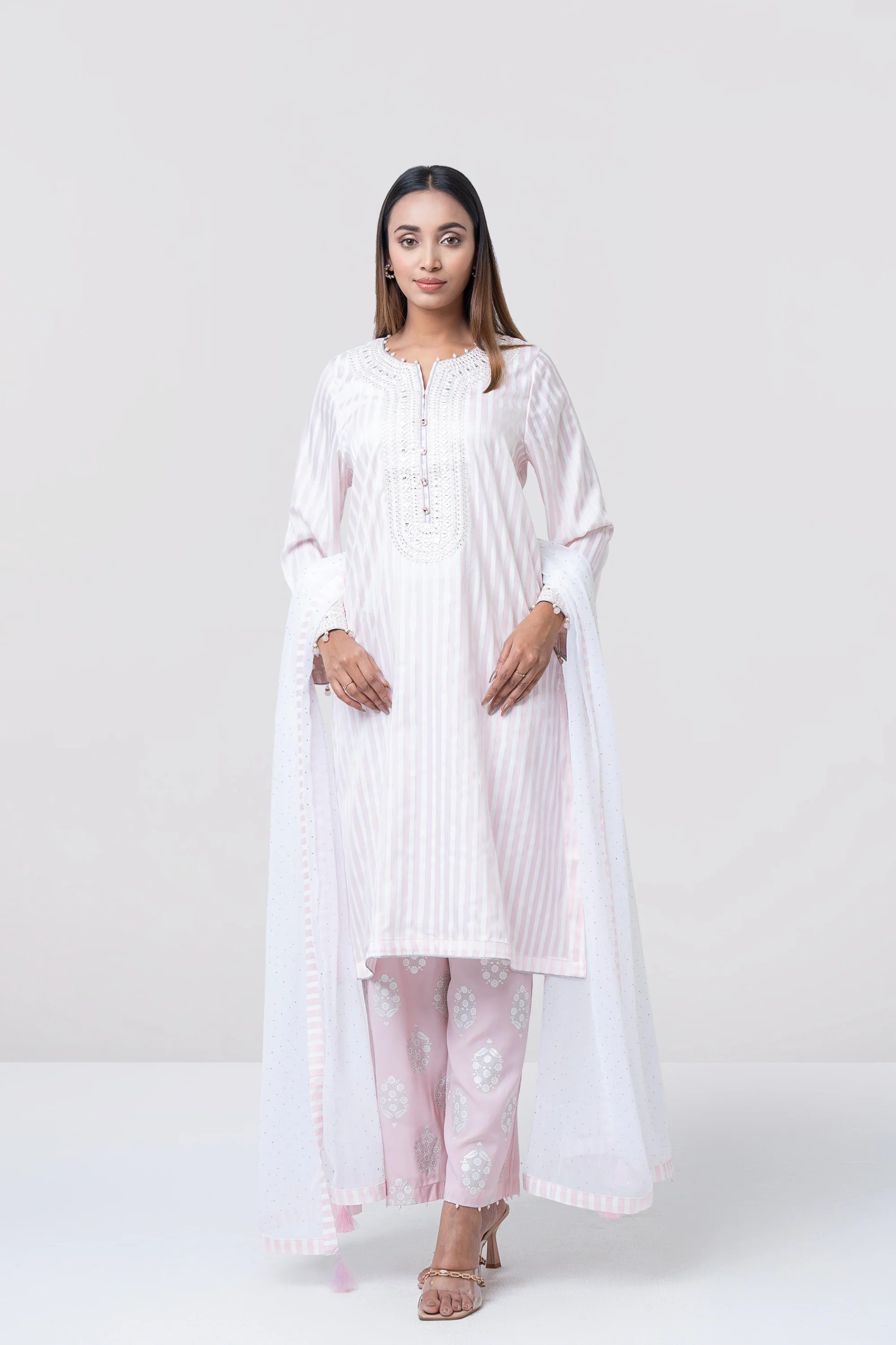 Smart Fit Dollar-Embroidered Three-Piece Ethnic Set - Image 3