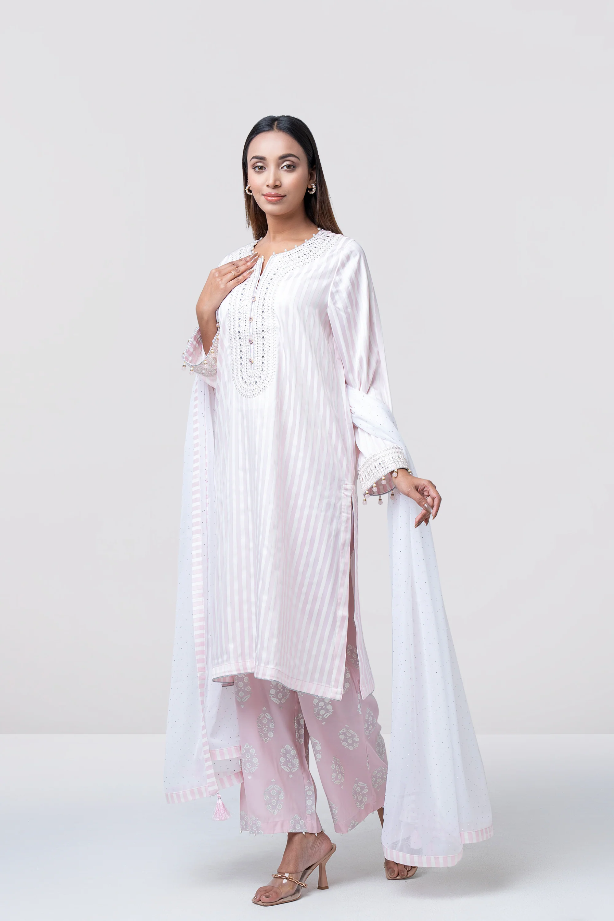 Smart Fit Dollar-Embroidered Three-Piece Ethnic Set - Image 4