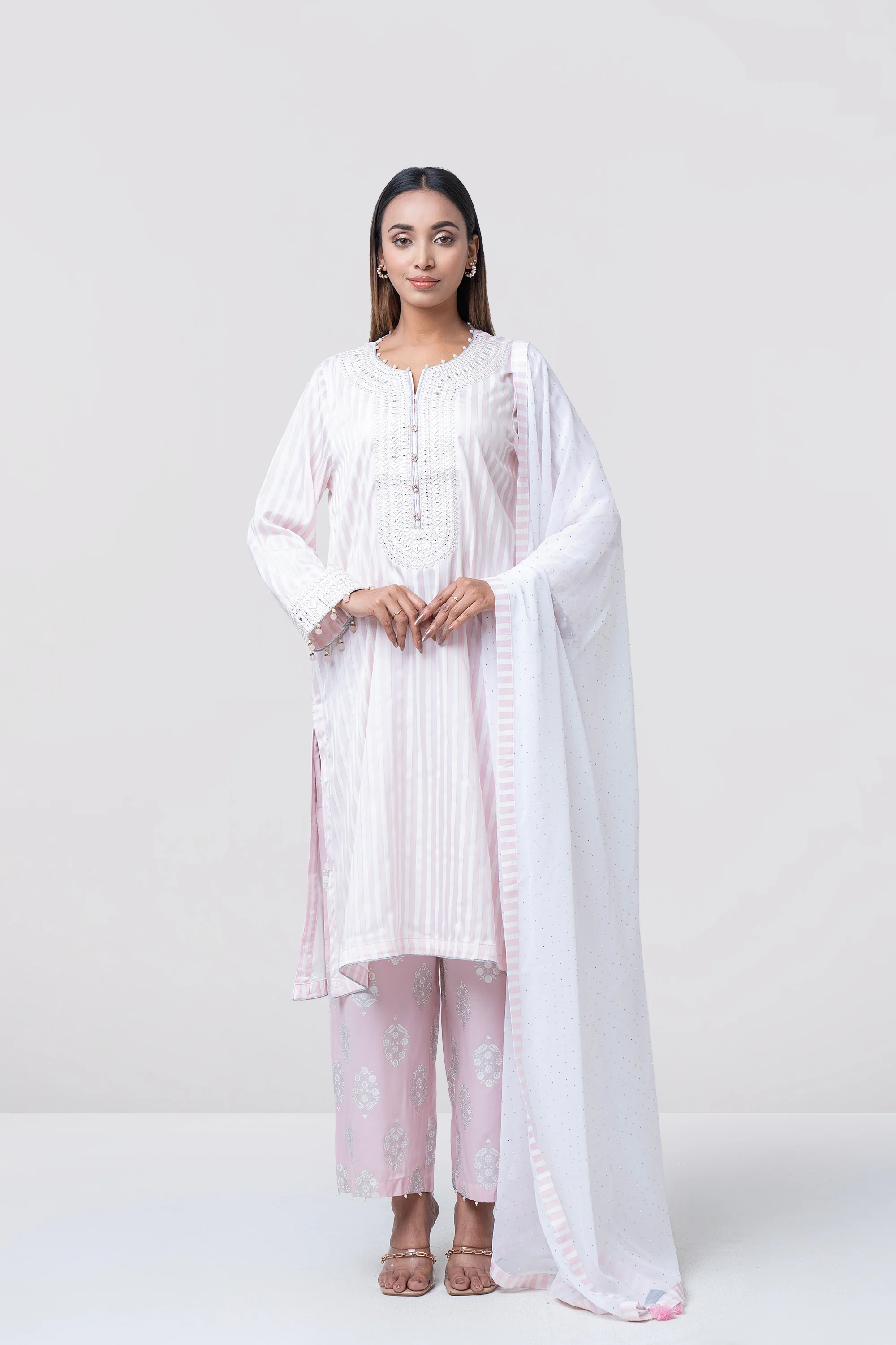 Smart Fit Dollar-Embroidered Three-Piece Ethnic Set - Image 7
