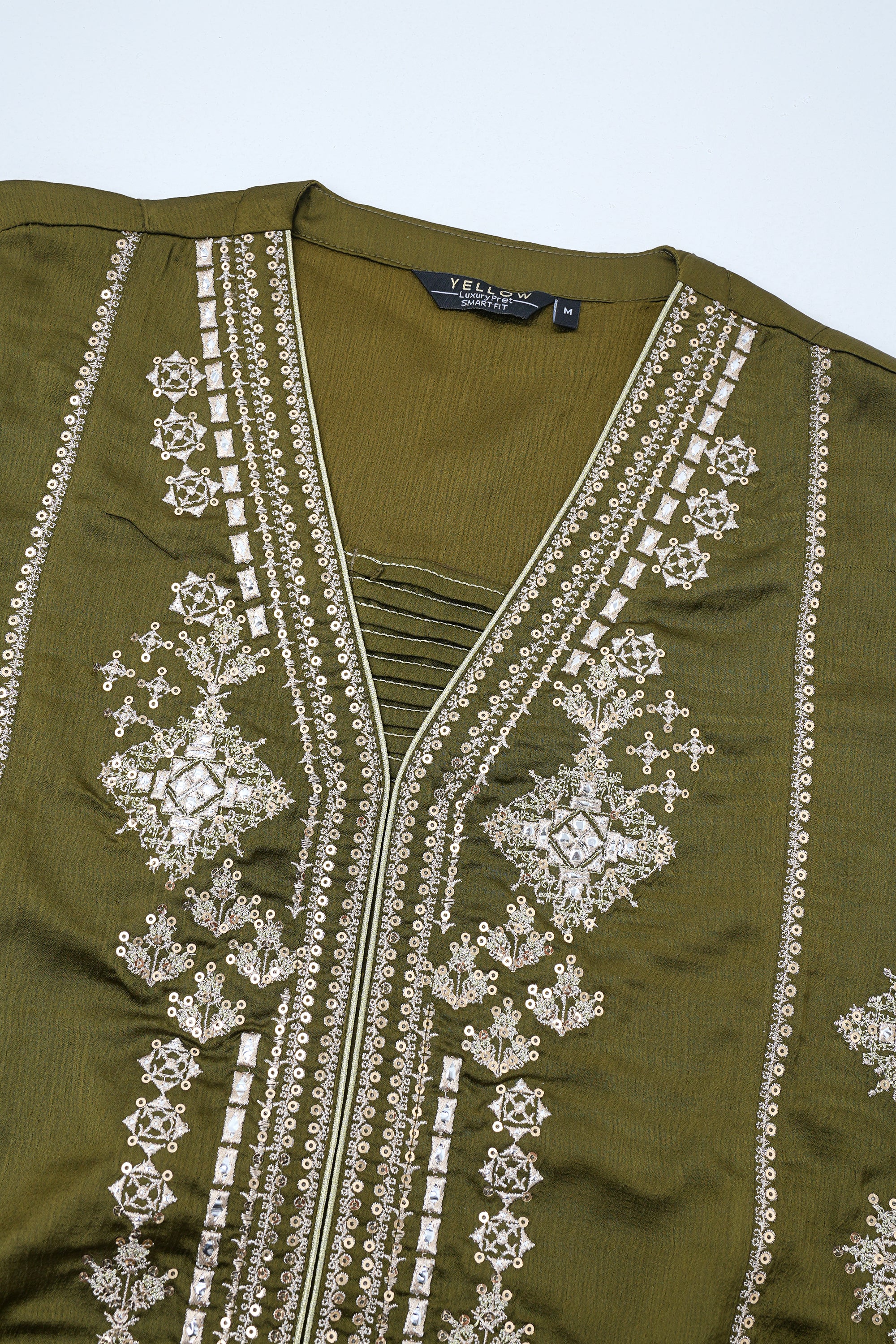 Smart Fit Embroidered Three-Piece Formal Ethnic Set with Organza Dupatta - Image 12