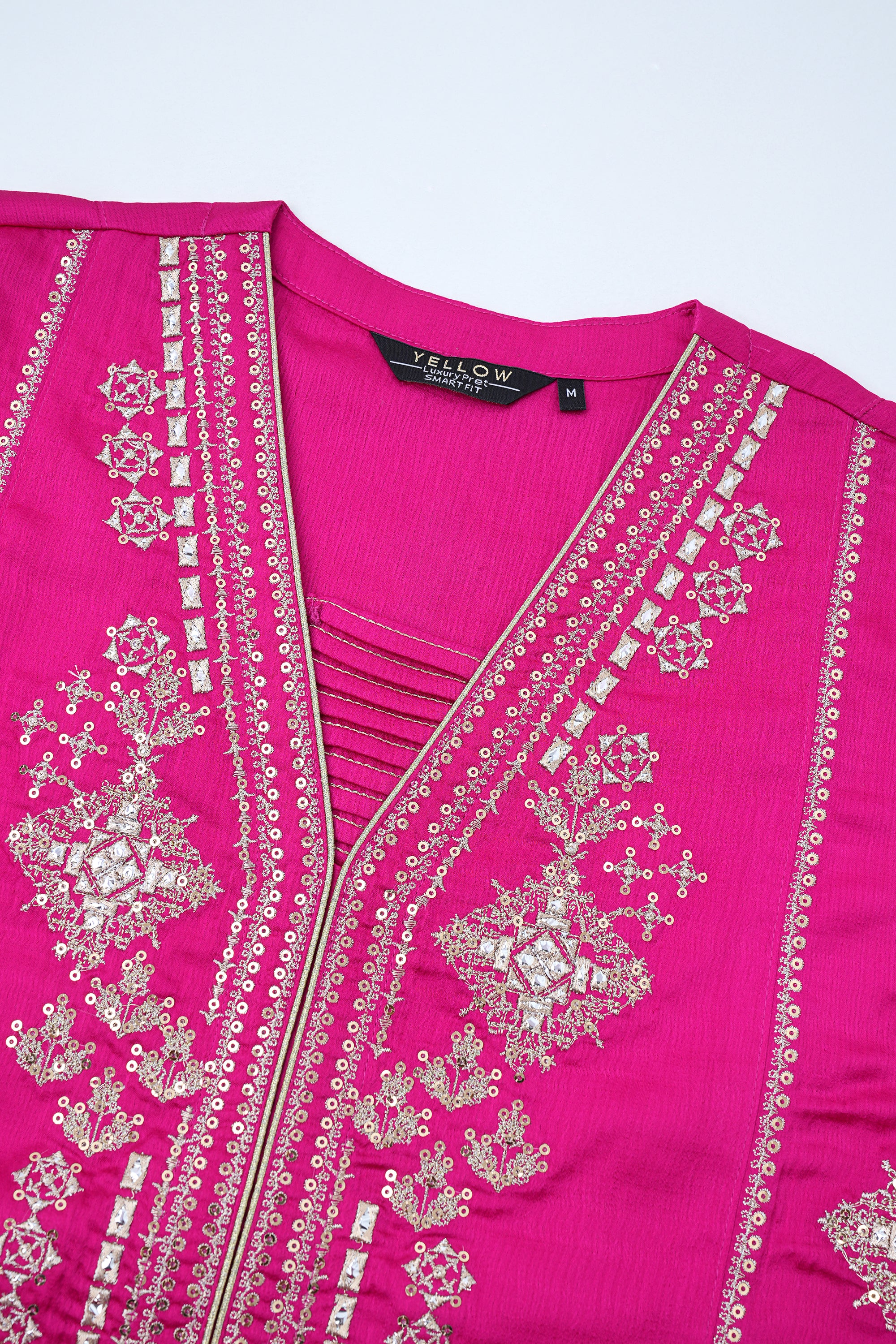 Smart Fit Embroidered Three-Piece Formal Ethnic Set with Organza Dupatta - Image 6
