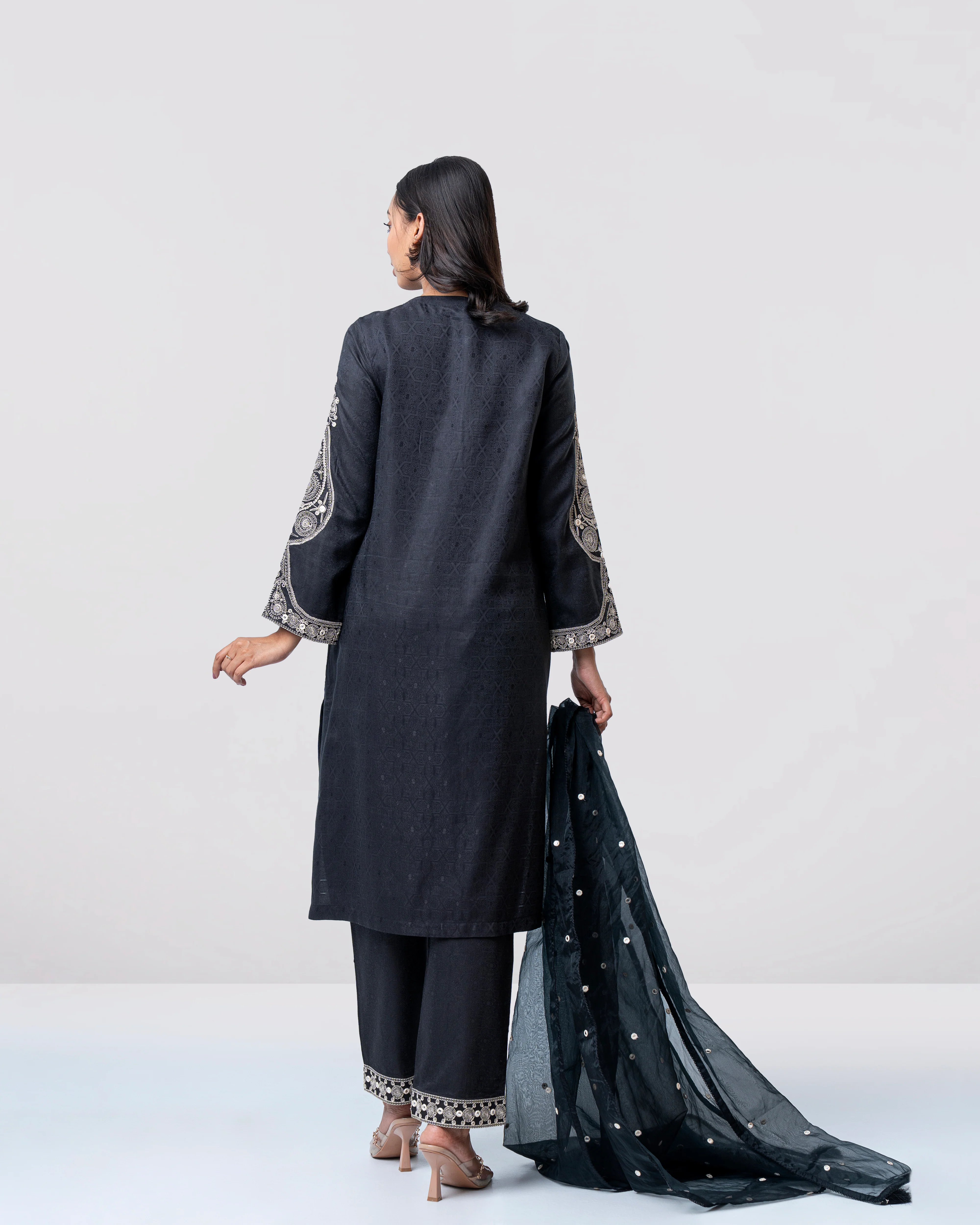 Smart Fit Embroidered Three-Piece Semi-Formal Ethnic Set - Image 13