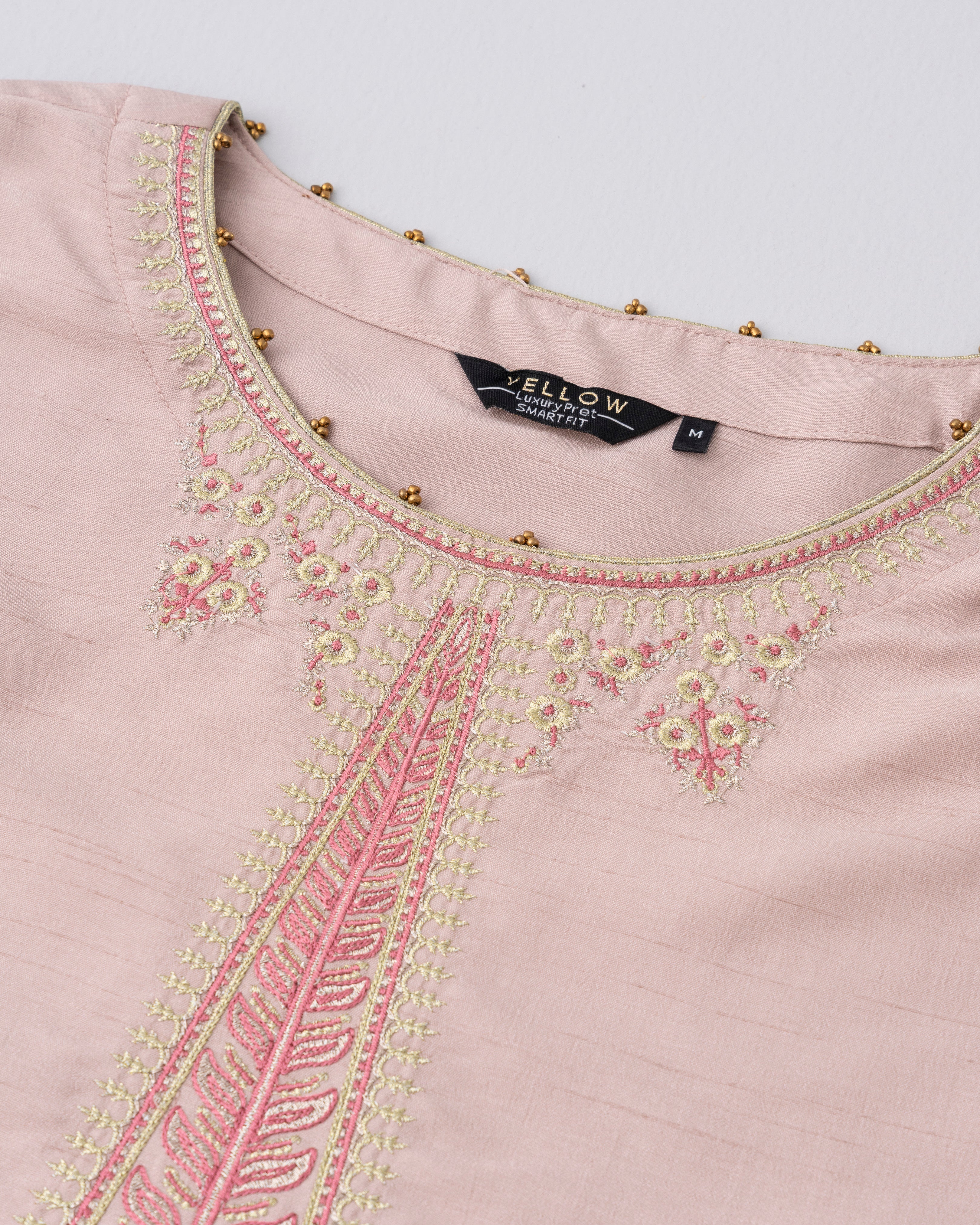 Smart Fit Embroidered Three-Piece Semi-Formal Ethnic Set with Organza Dupatta - Image 12