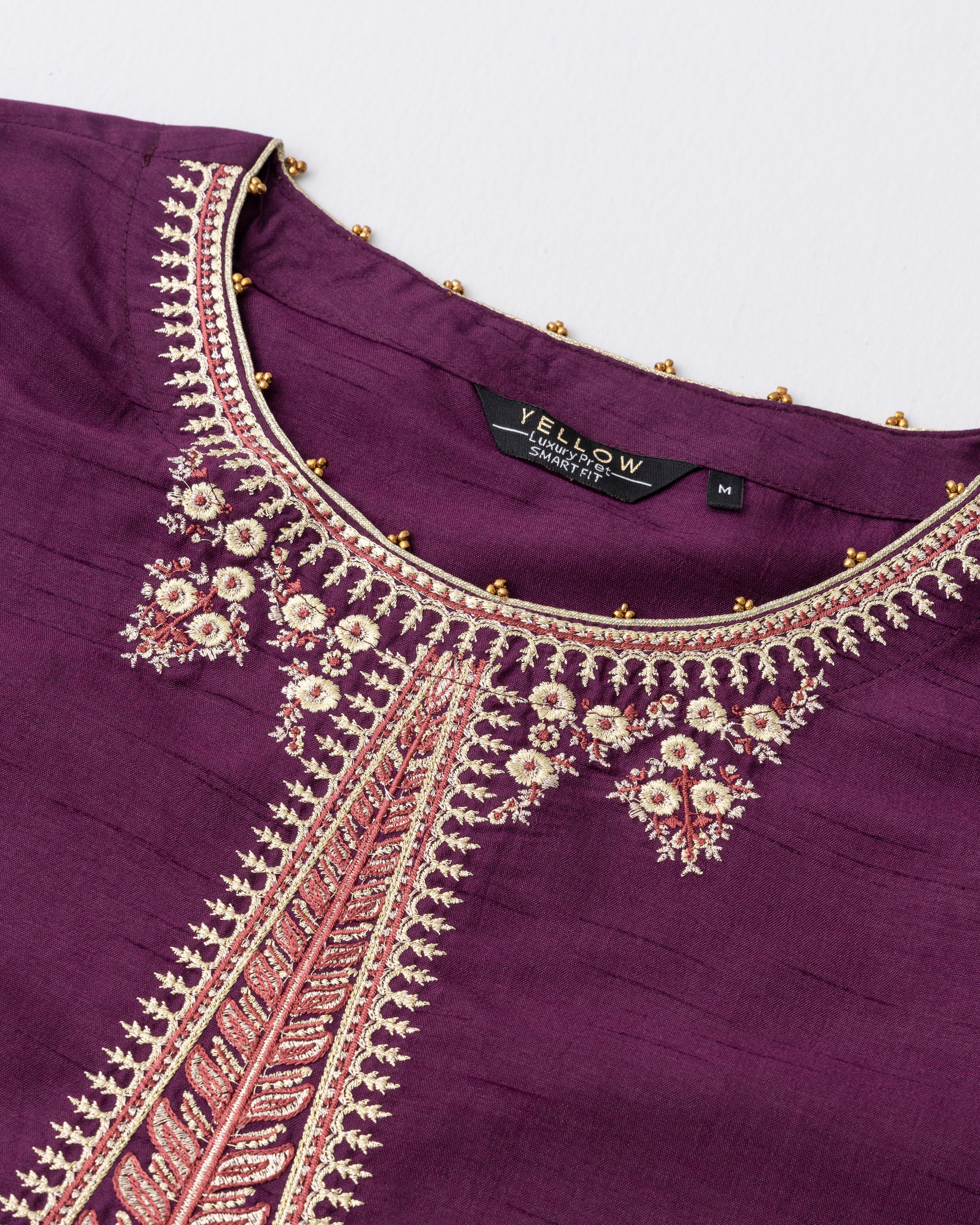 Smart Fit Embroidered Three-Piece Semi-Formal Ethnic Set with Organza Dupatta - Image 6
