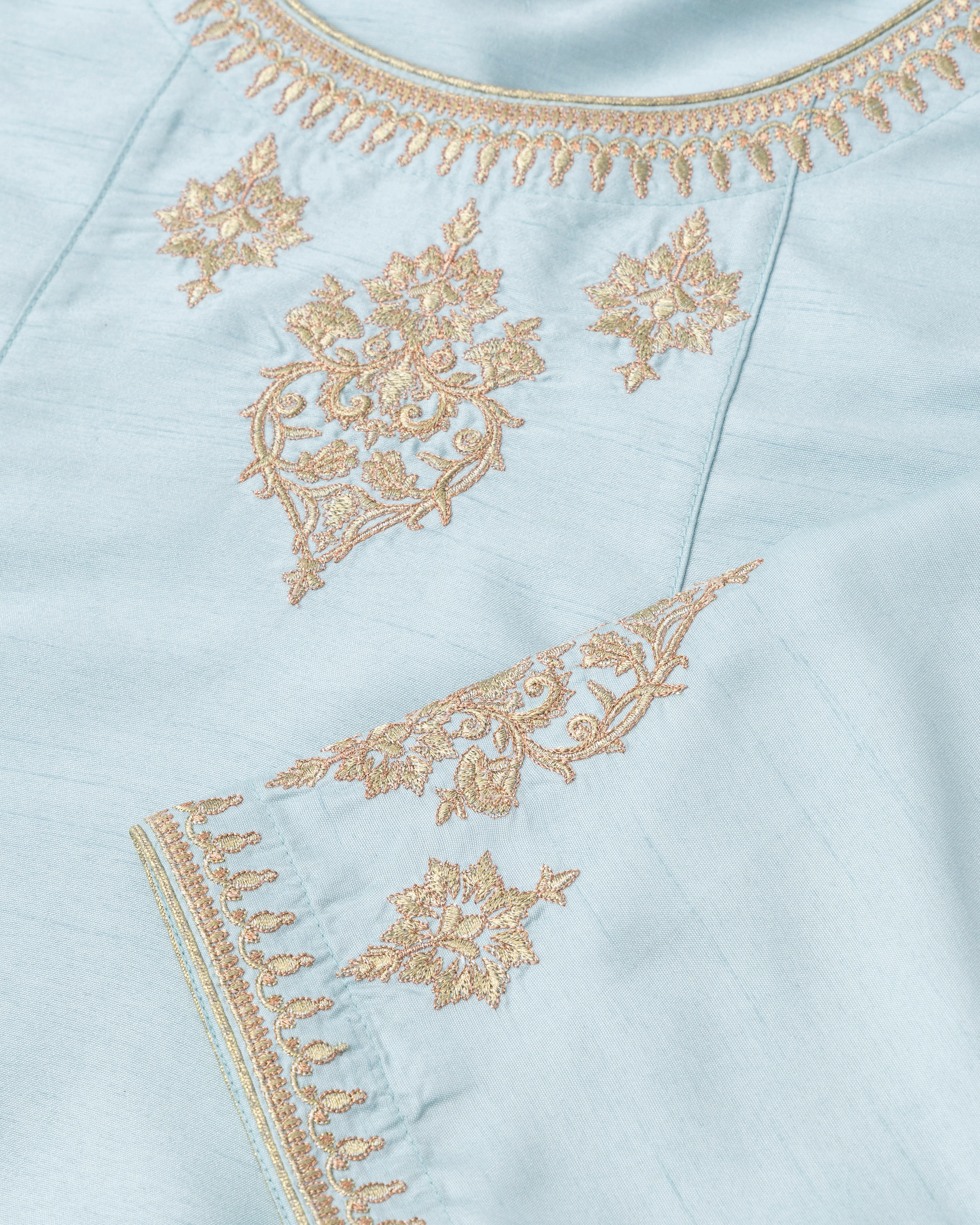 Smart Fit Embroidered Three-Piece Semi-Formal Ethnic Set with Organza Dupatta - Image 12