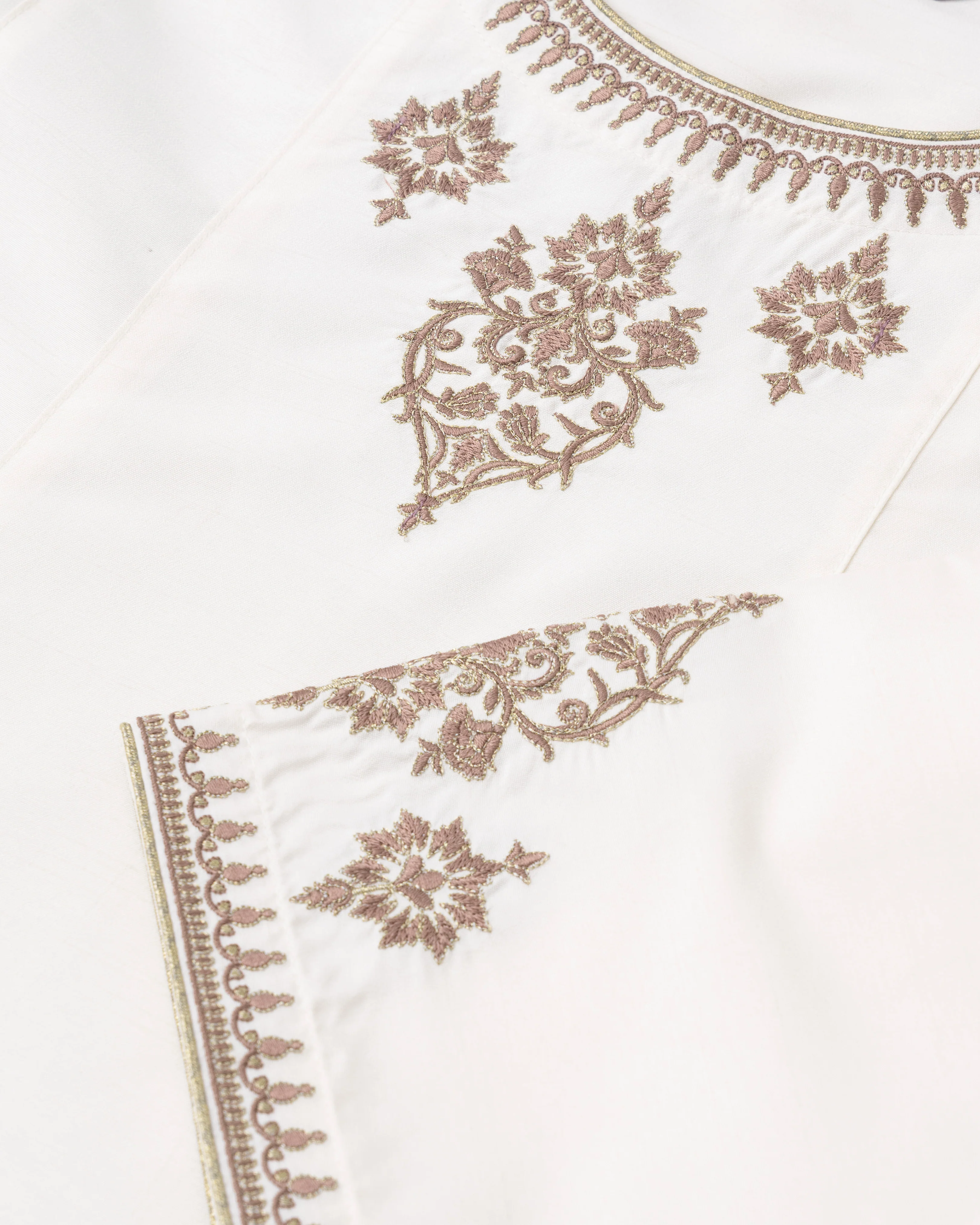 Smart Fit Embroidered Three-Piece Semi-Formal Ethnic Set with Organza Dupatta - Image 6