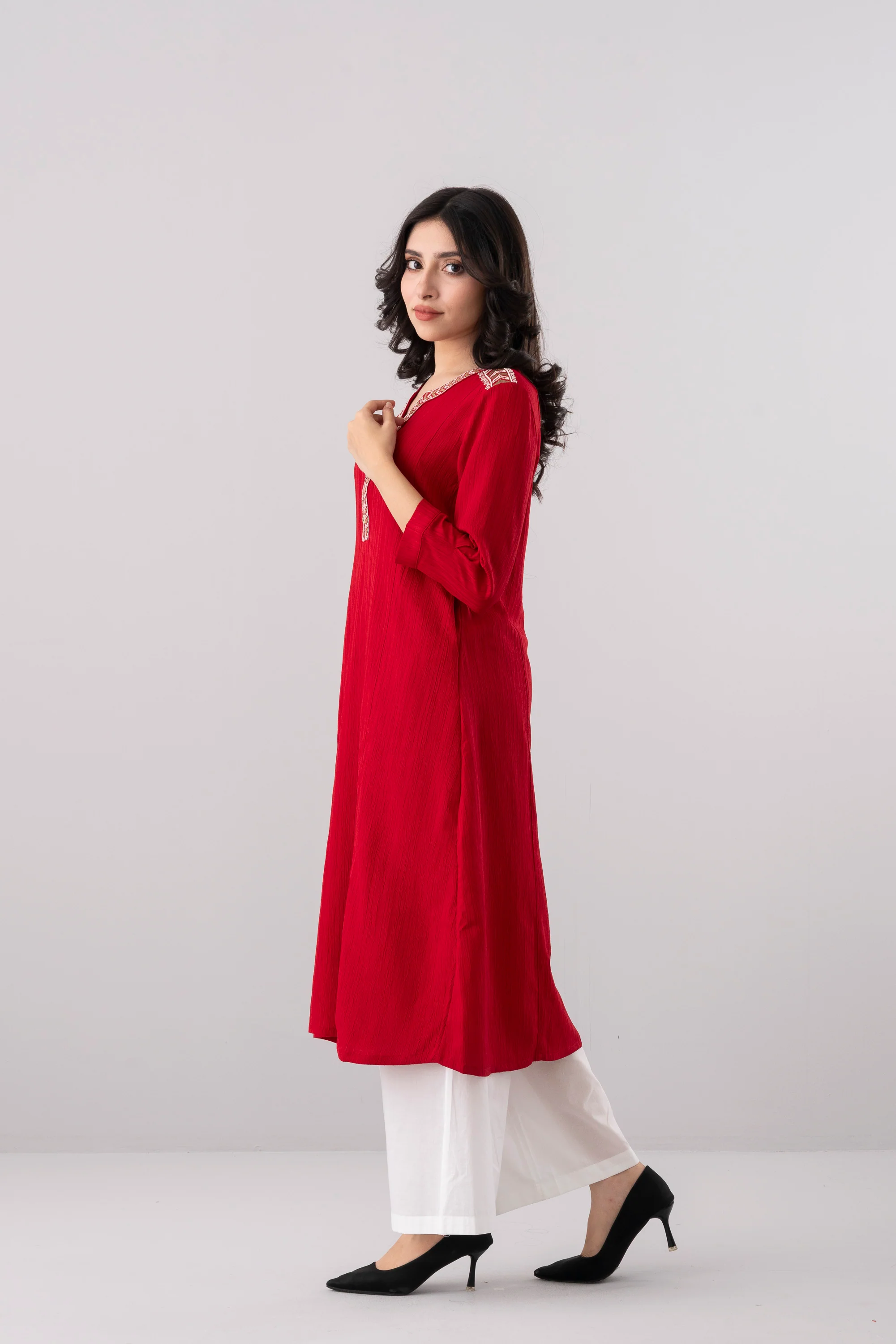 Smart Fit Embroidered Ethnic Kurta - Image 3