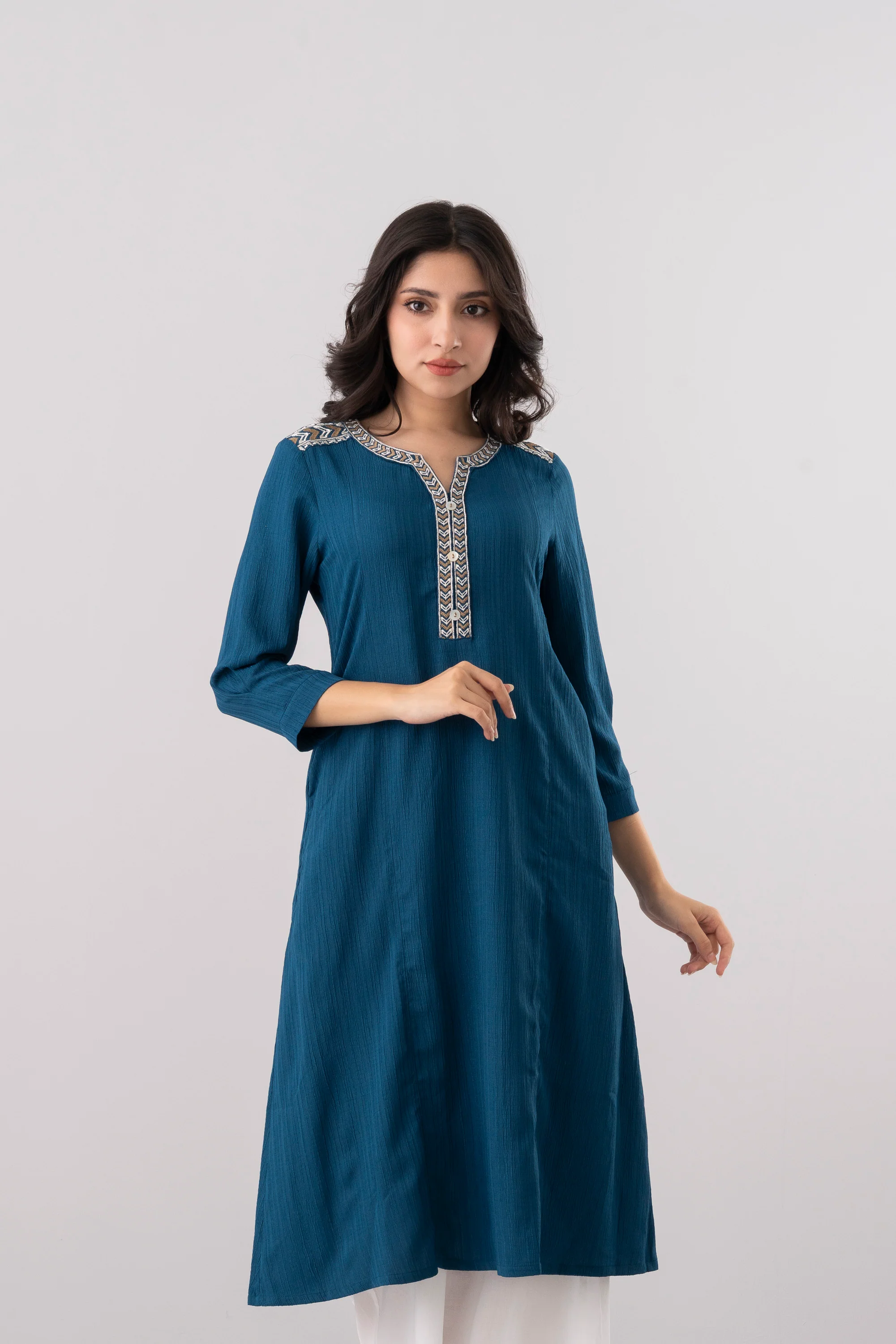 Smart Fit Embroidered Ethnic Kurta - Image 8