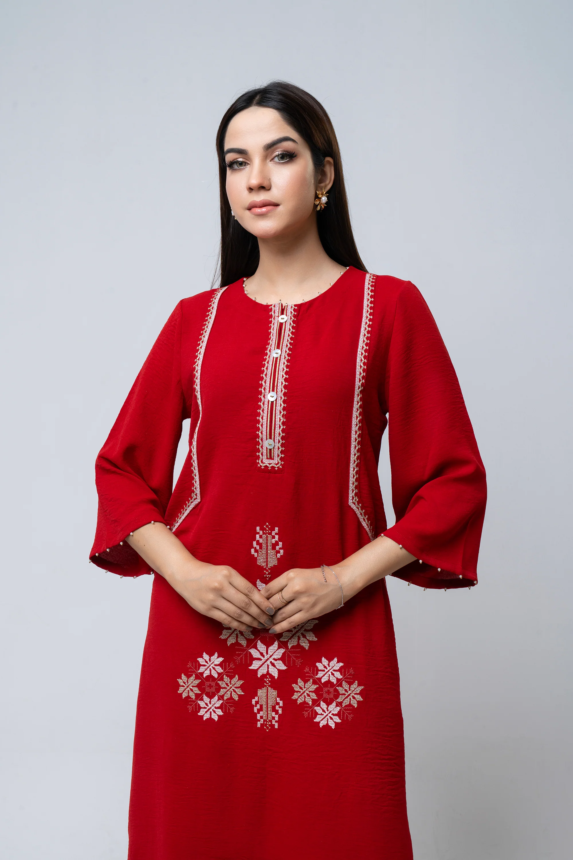 Smart Fit Embroidered Ethnic Kurta - Image 3