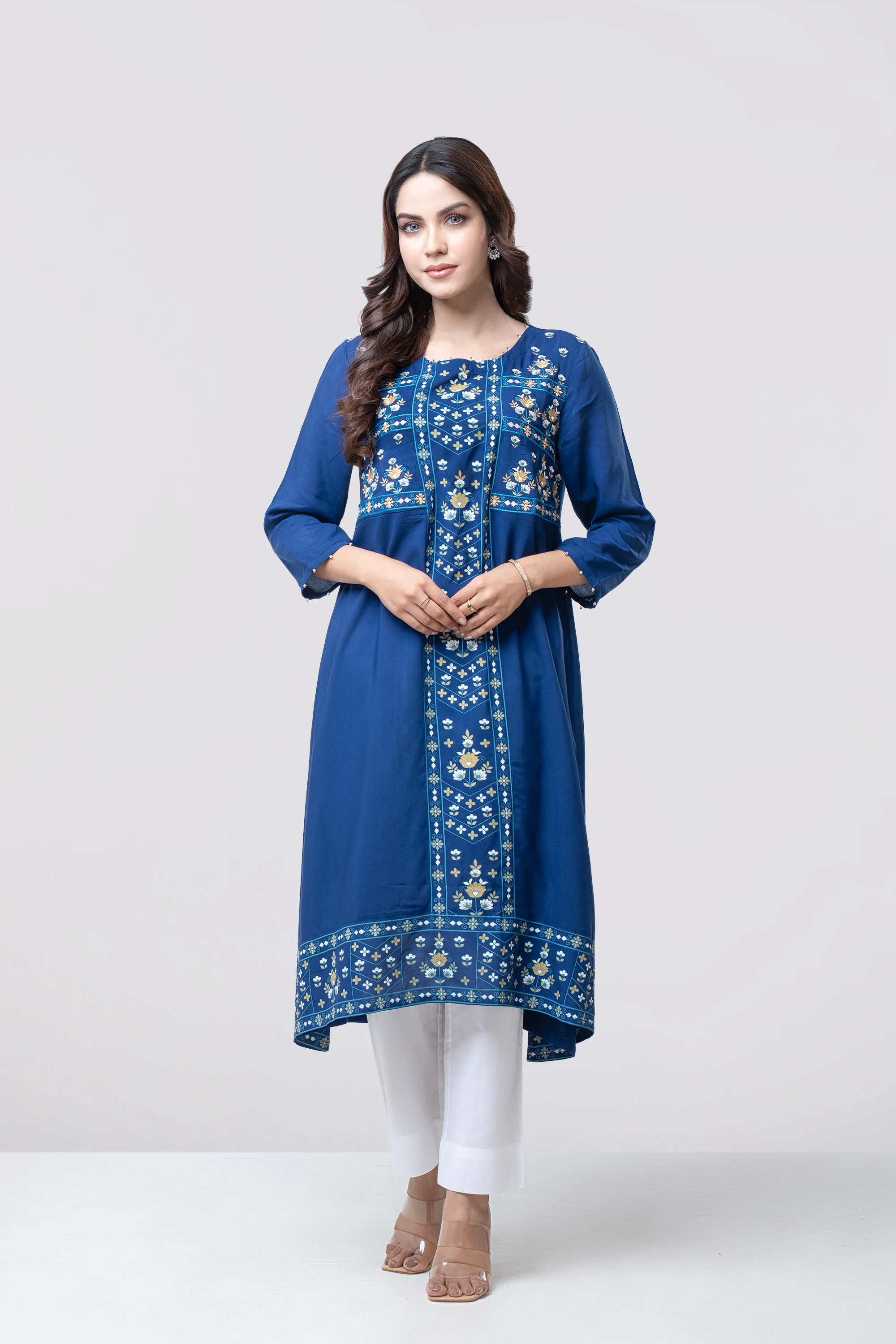 Smart Fit Embroidered Viscose Ethnic Kurta