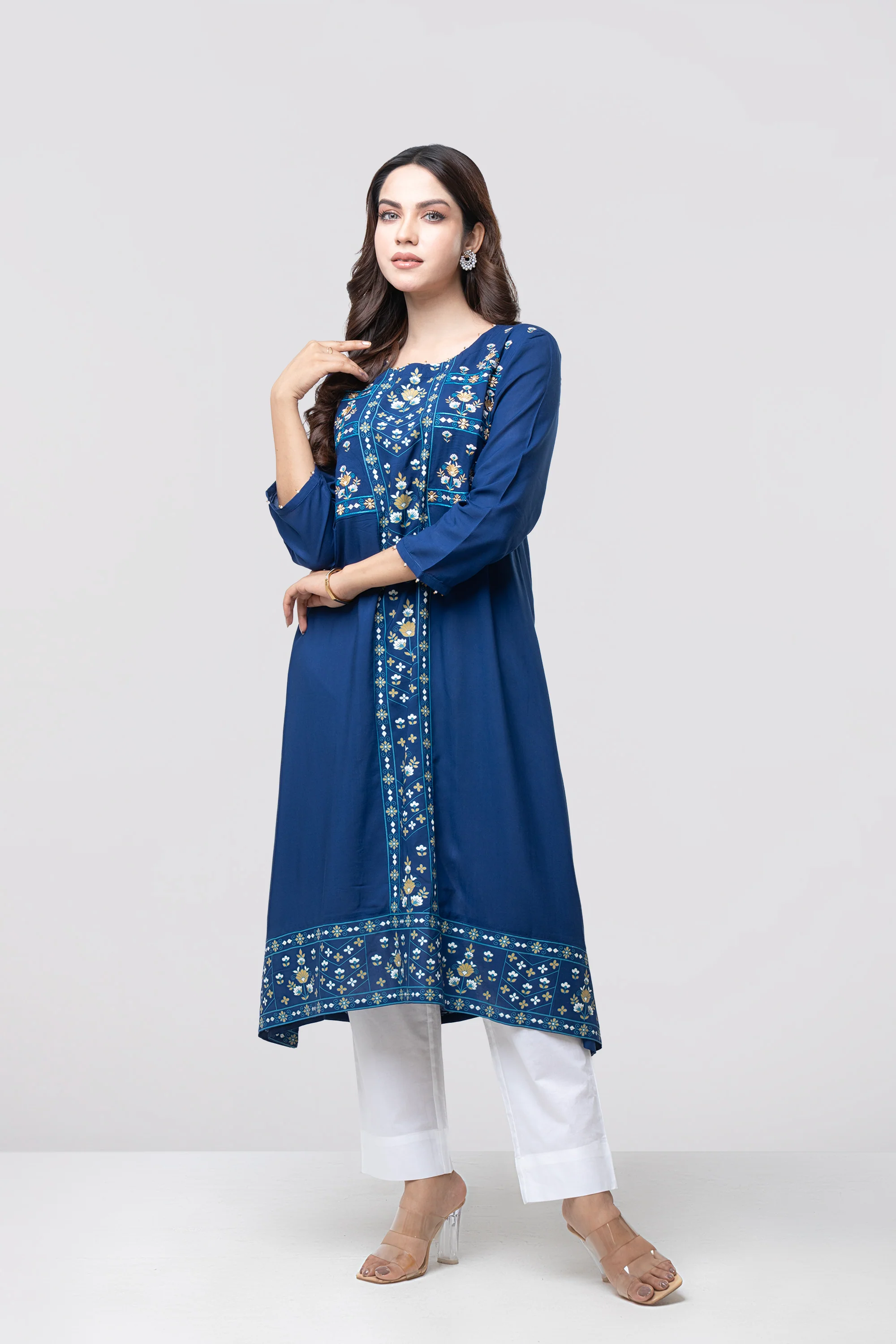 Smart Fit Embroidered Viscose Ethnic Kurta - Image 2