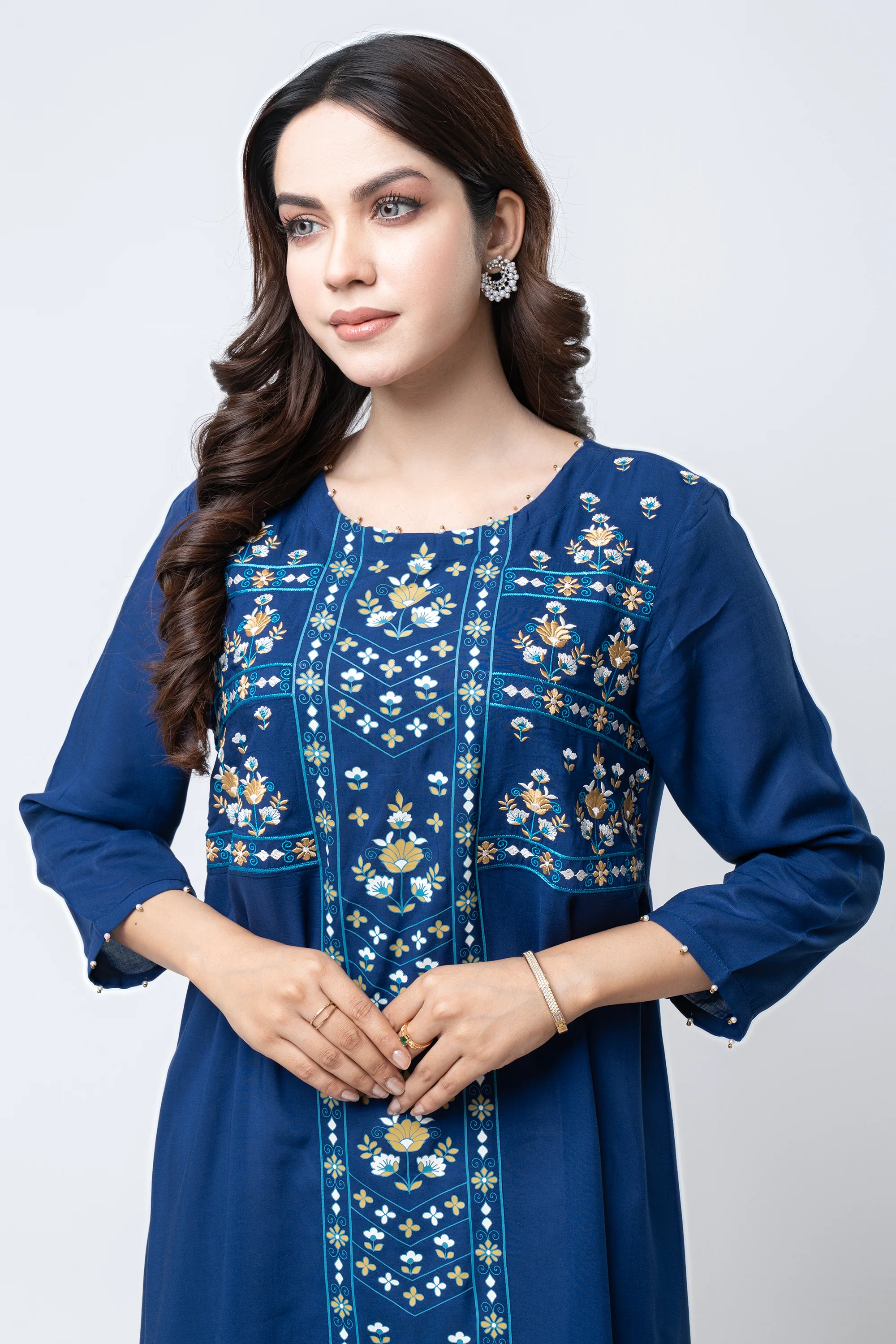 Smart Fit Embroidered Viscose Ethnic Kurta - Image 4