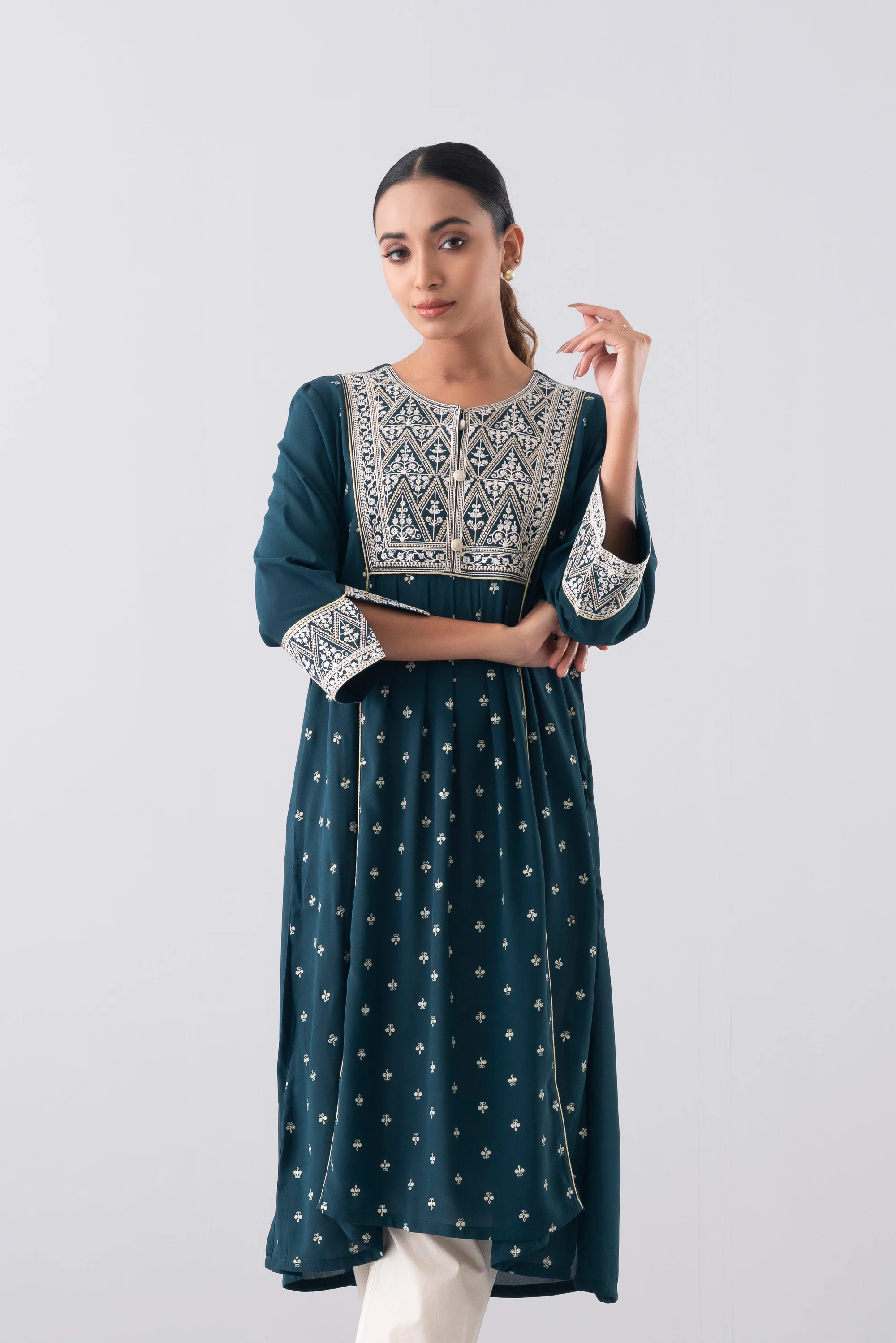Smart Fit Embroidered Ethnic Kurta - Image 3