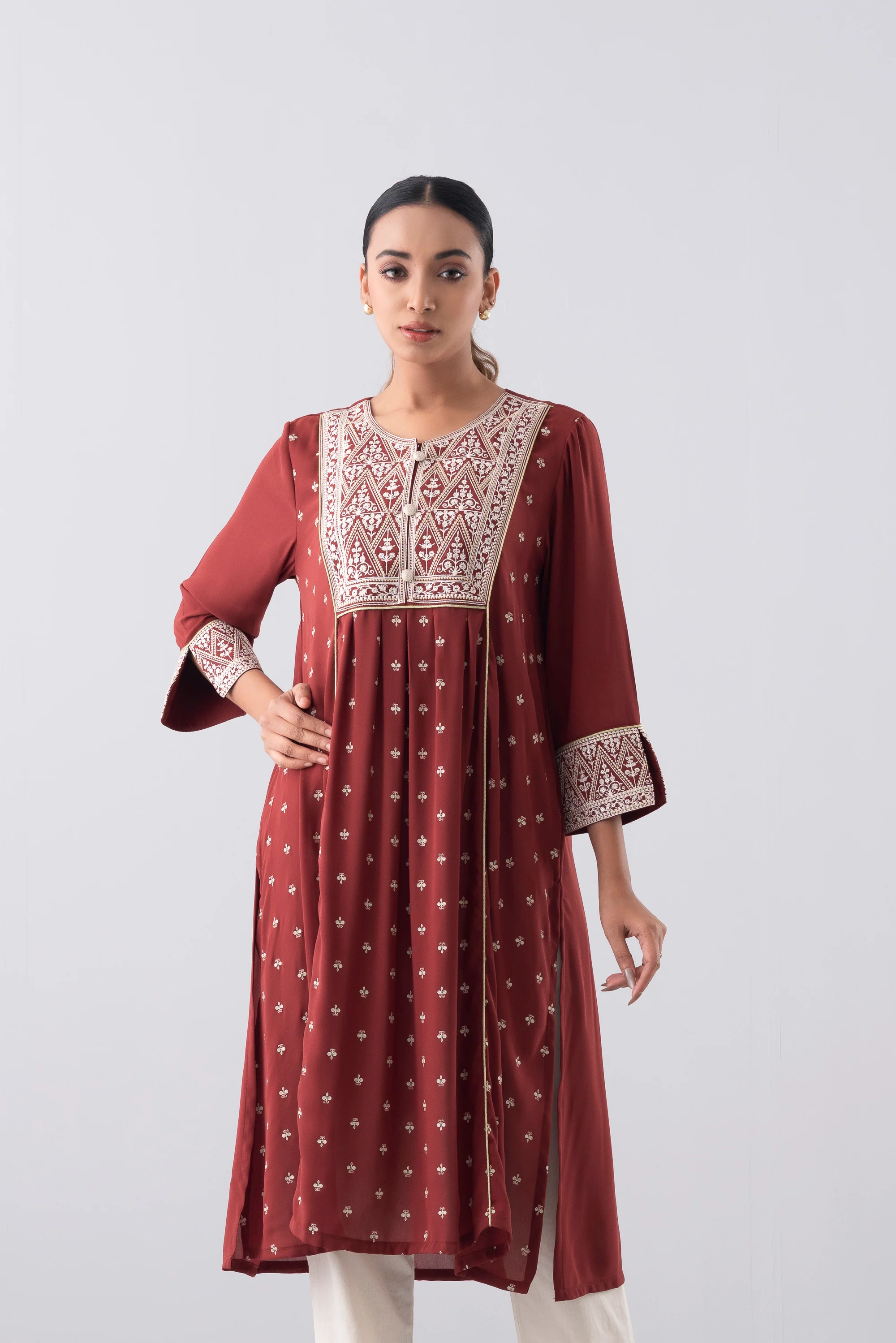 Smart Fit Embroidered Ethnic Kurta - Image 9