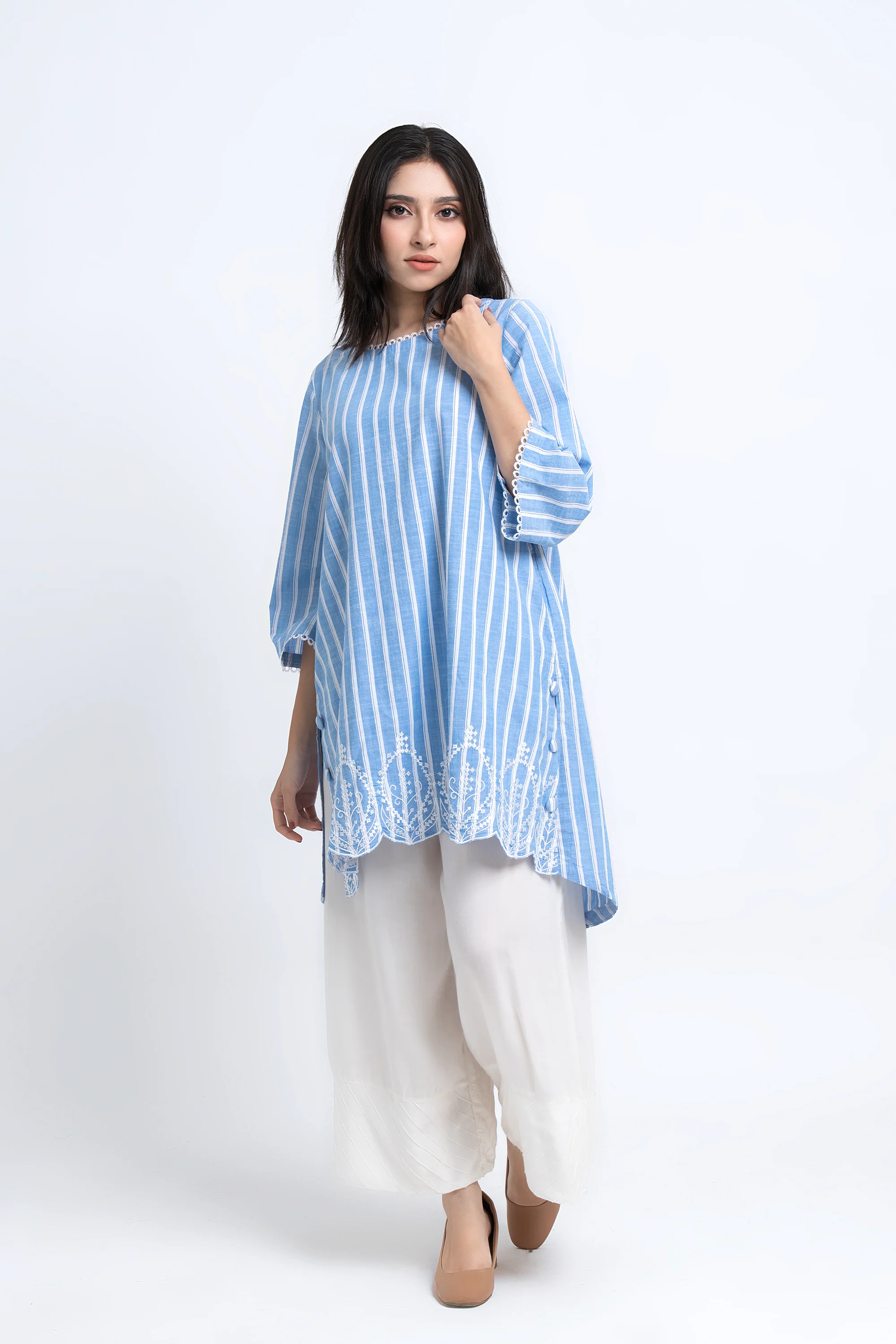Smart Fit Striped Ethnic Kurti - Image 3