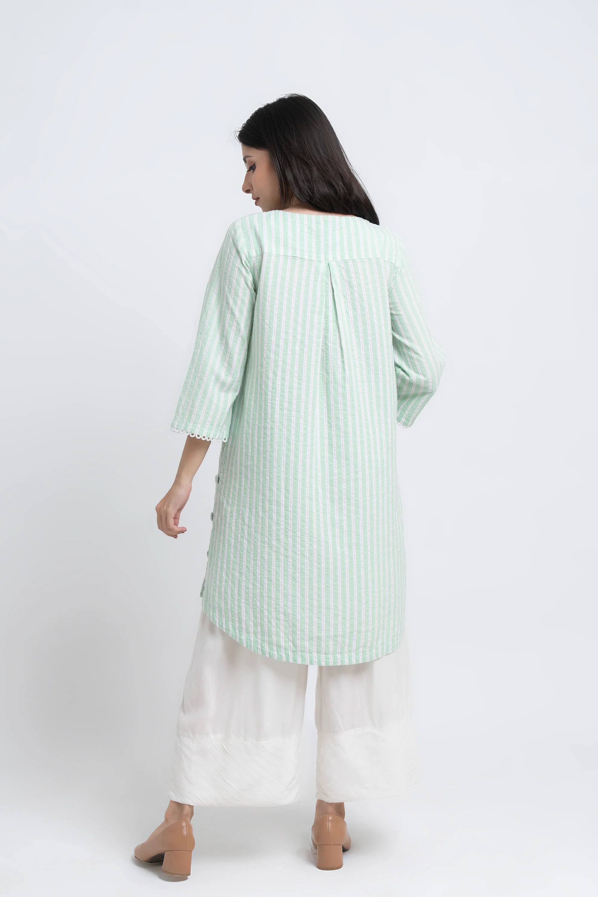 Smart Fit Striped Ethnic Kurti - Image 4