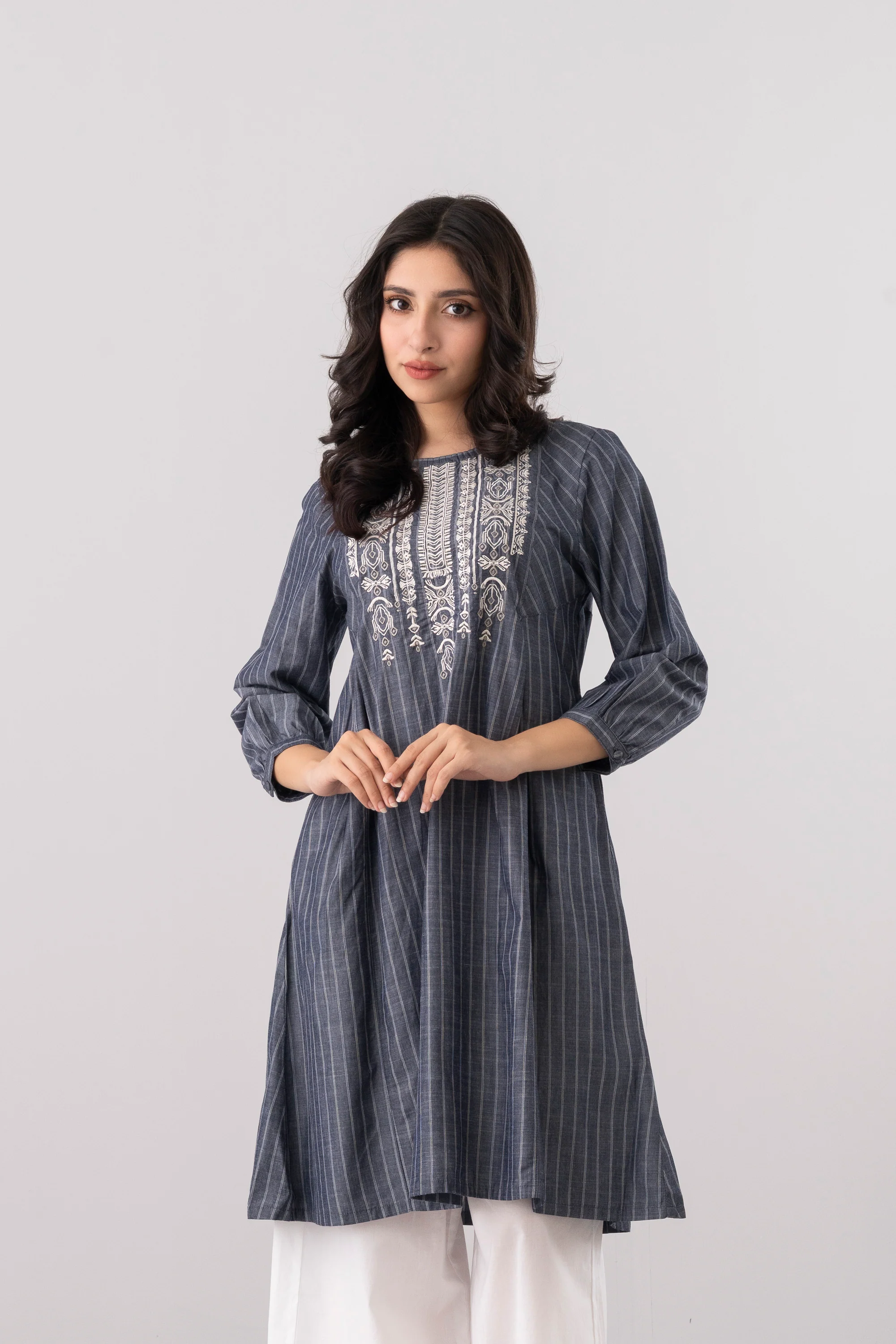 Smart Fit Striped Ethnic Kurti - Image 2