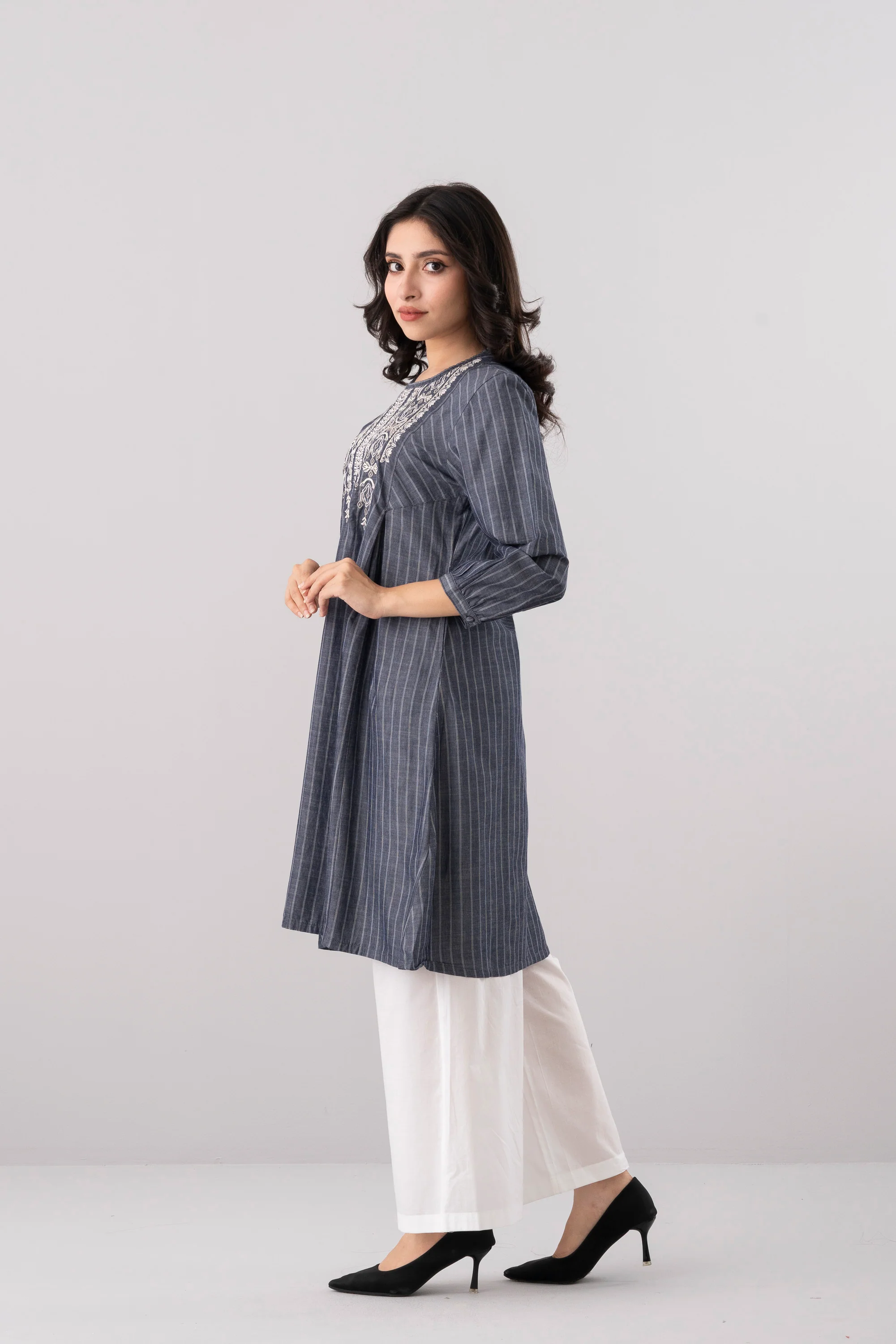 Smart Fit Striped Ethnic Kurti - Image 3