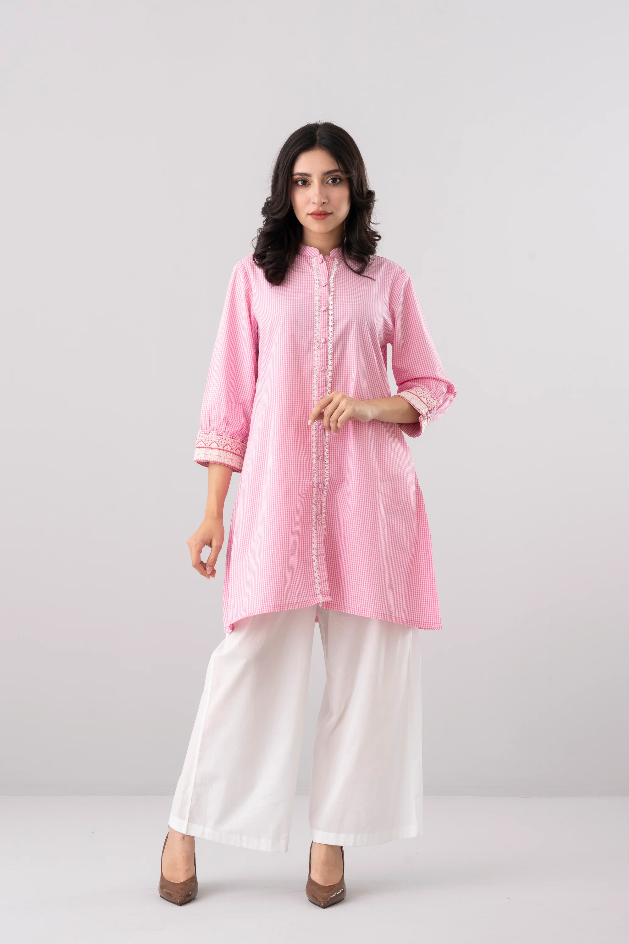 Smart Fit Checkered Ethnic Kurti