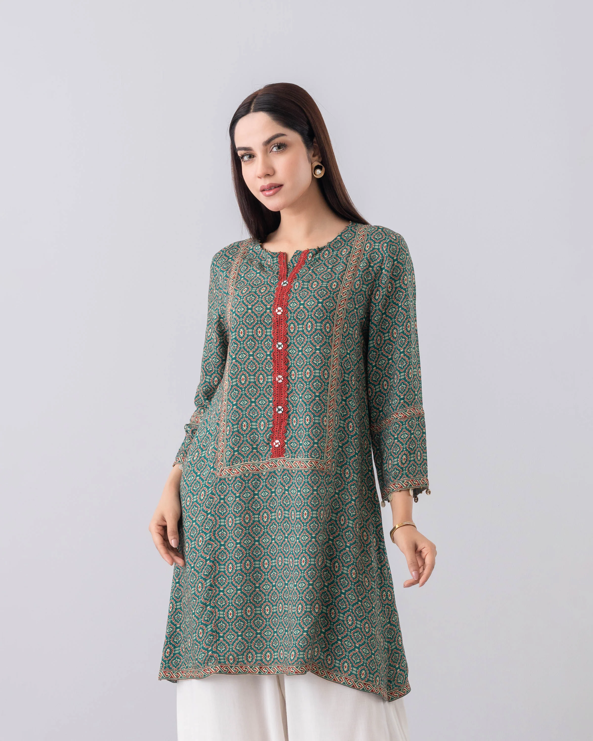 Relaxed Fit All-Over Printed Ethnic Kurti - Image 10