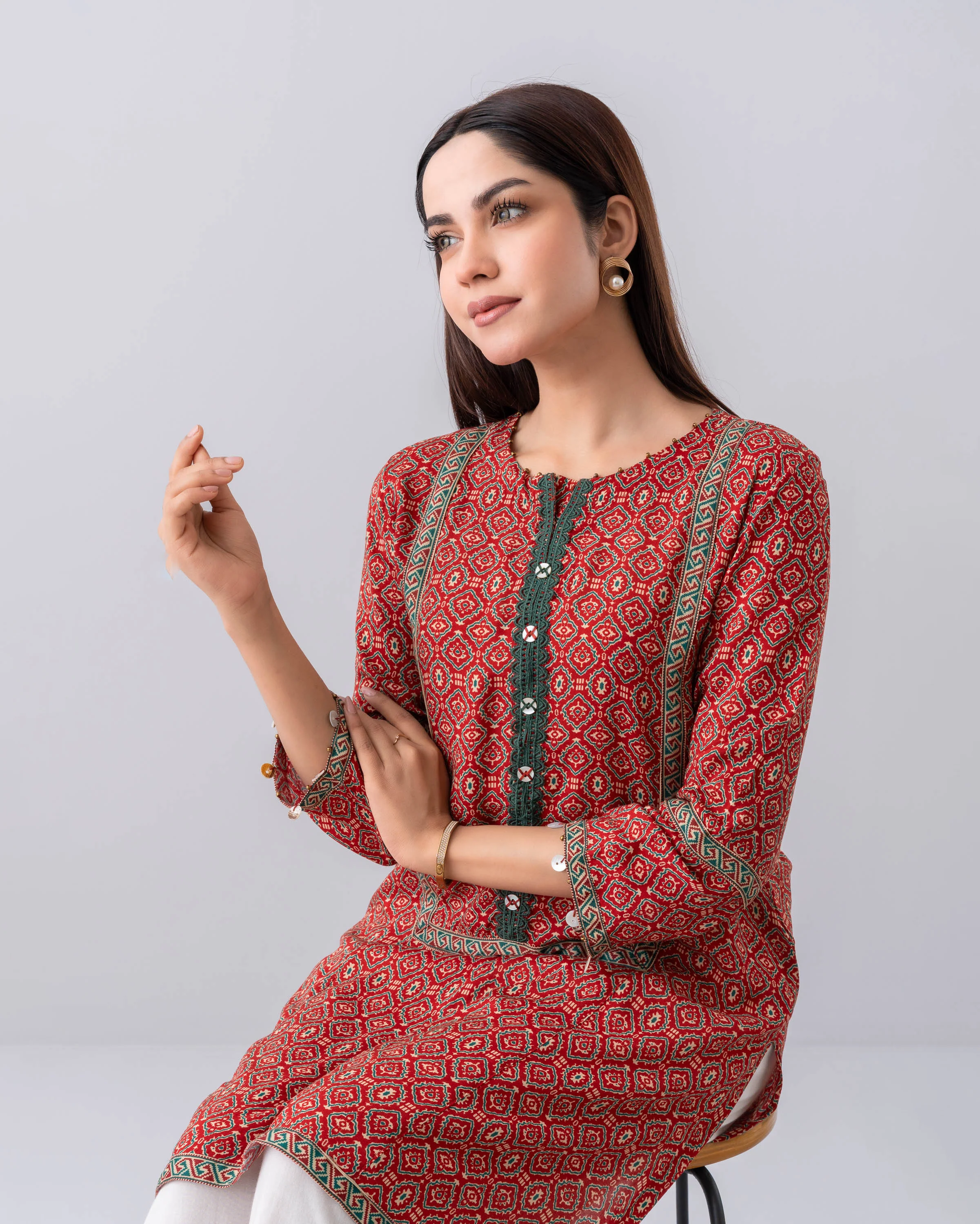 Relaxed Fit All-Over Printed Ethnic Kurti - Image 7