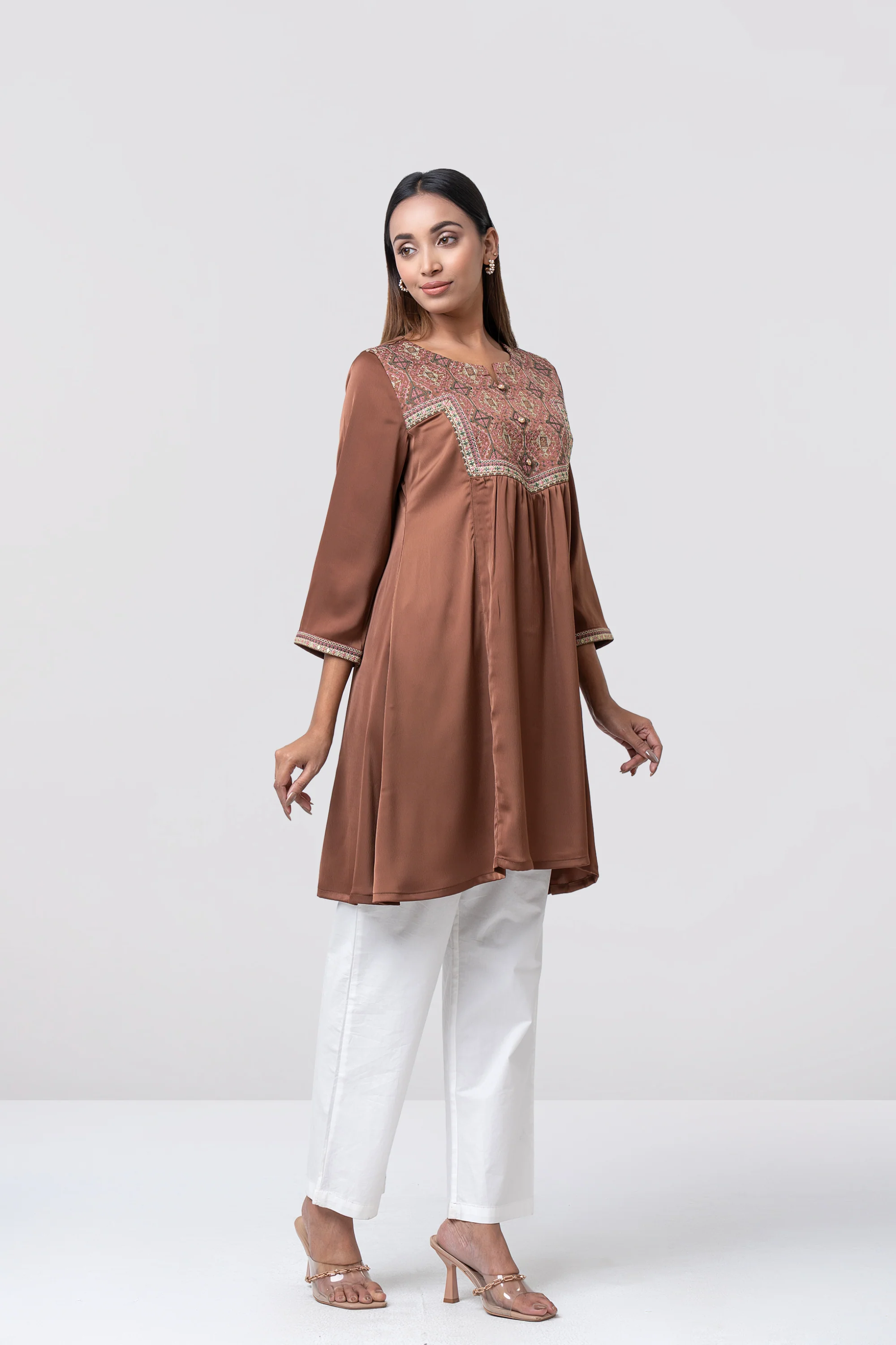 Smart Fit Embroidered Georgette Ethnic Kurti - Image 2