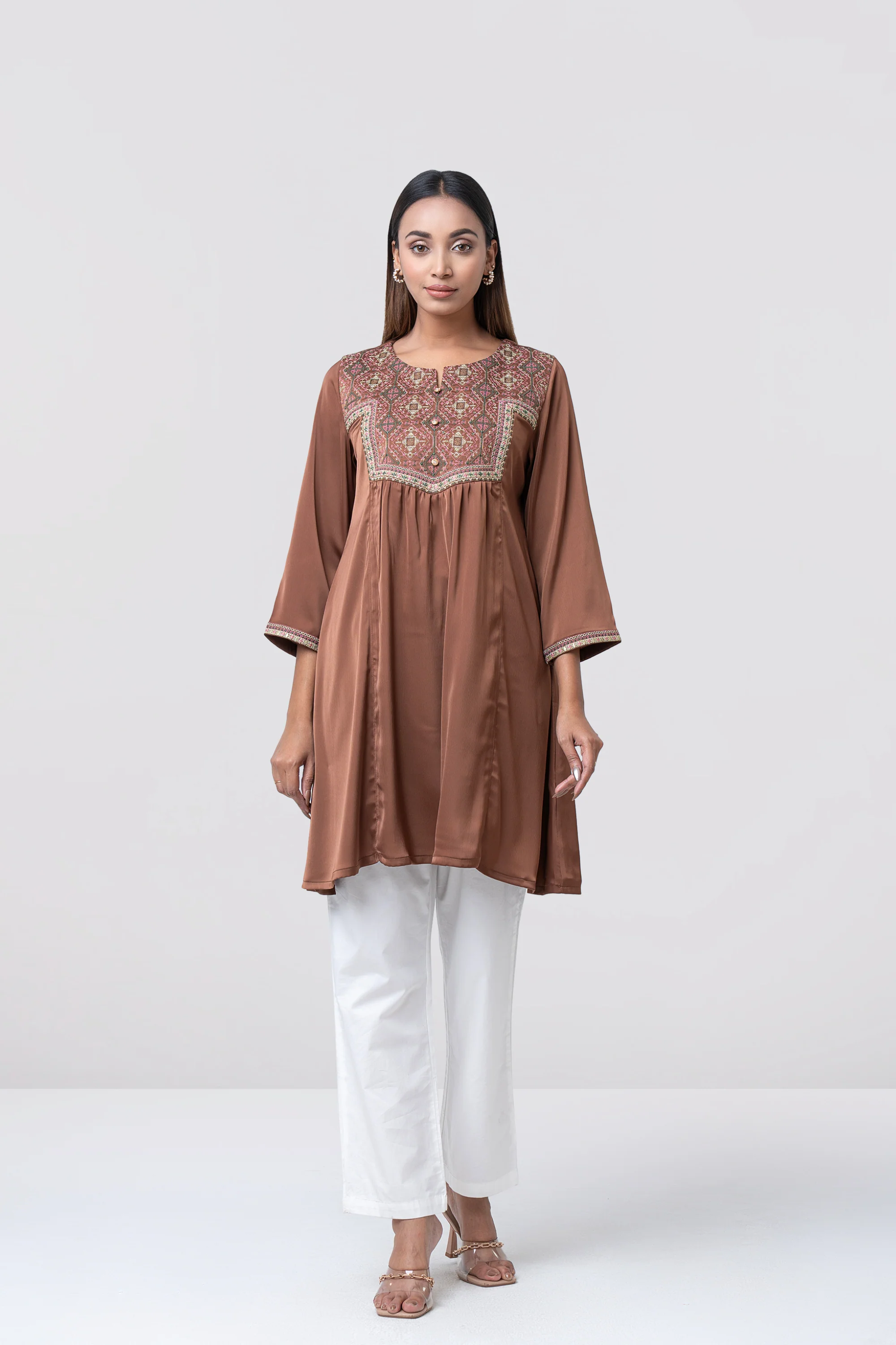 Smart Fit Embroidered Georgette Ethnic Kurti - Image 3