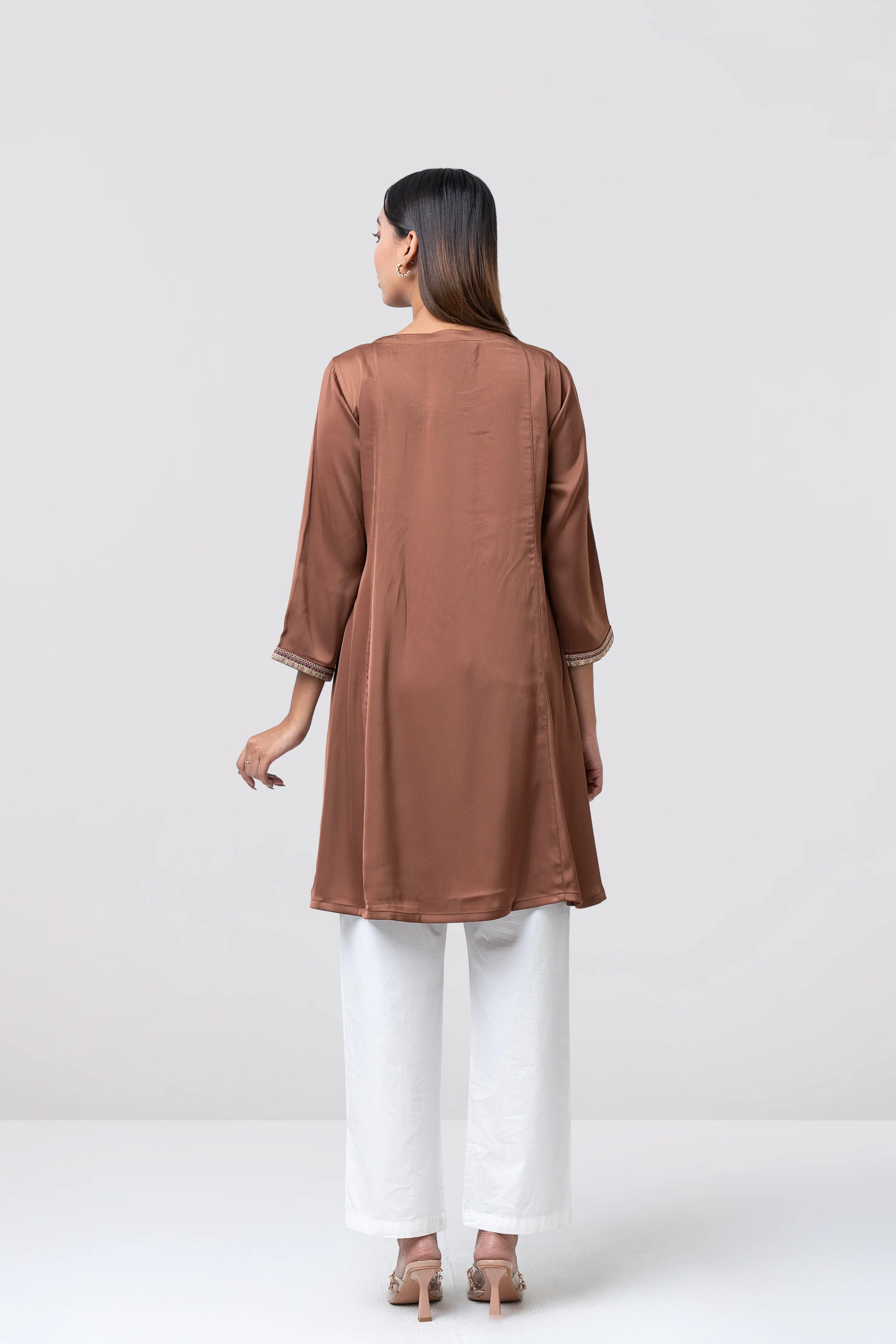 Smart Fit Embroidered Georgette Ethnic Kurti - Image 4