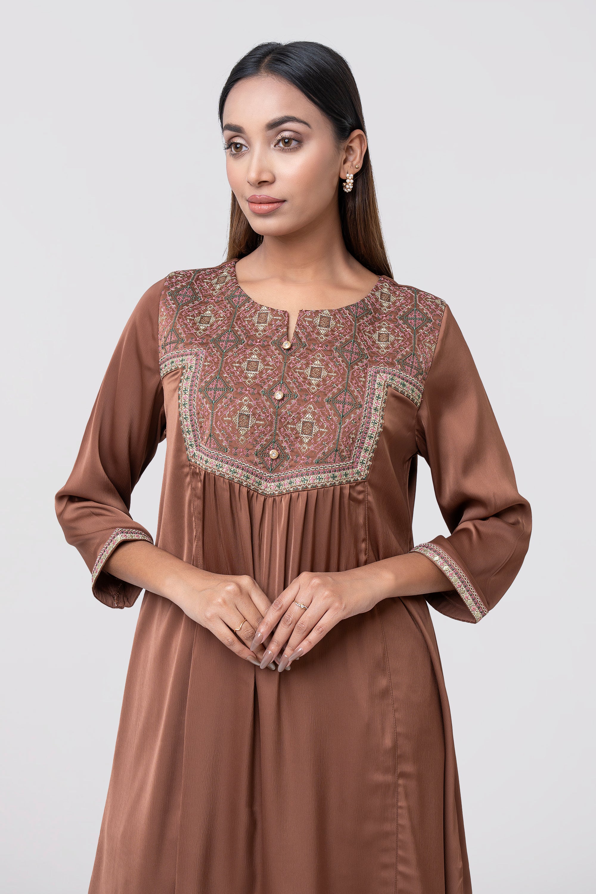 Smart Fit Embroidered Georgette Ethnic Kurti - Image 5