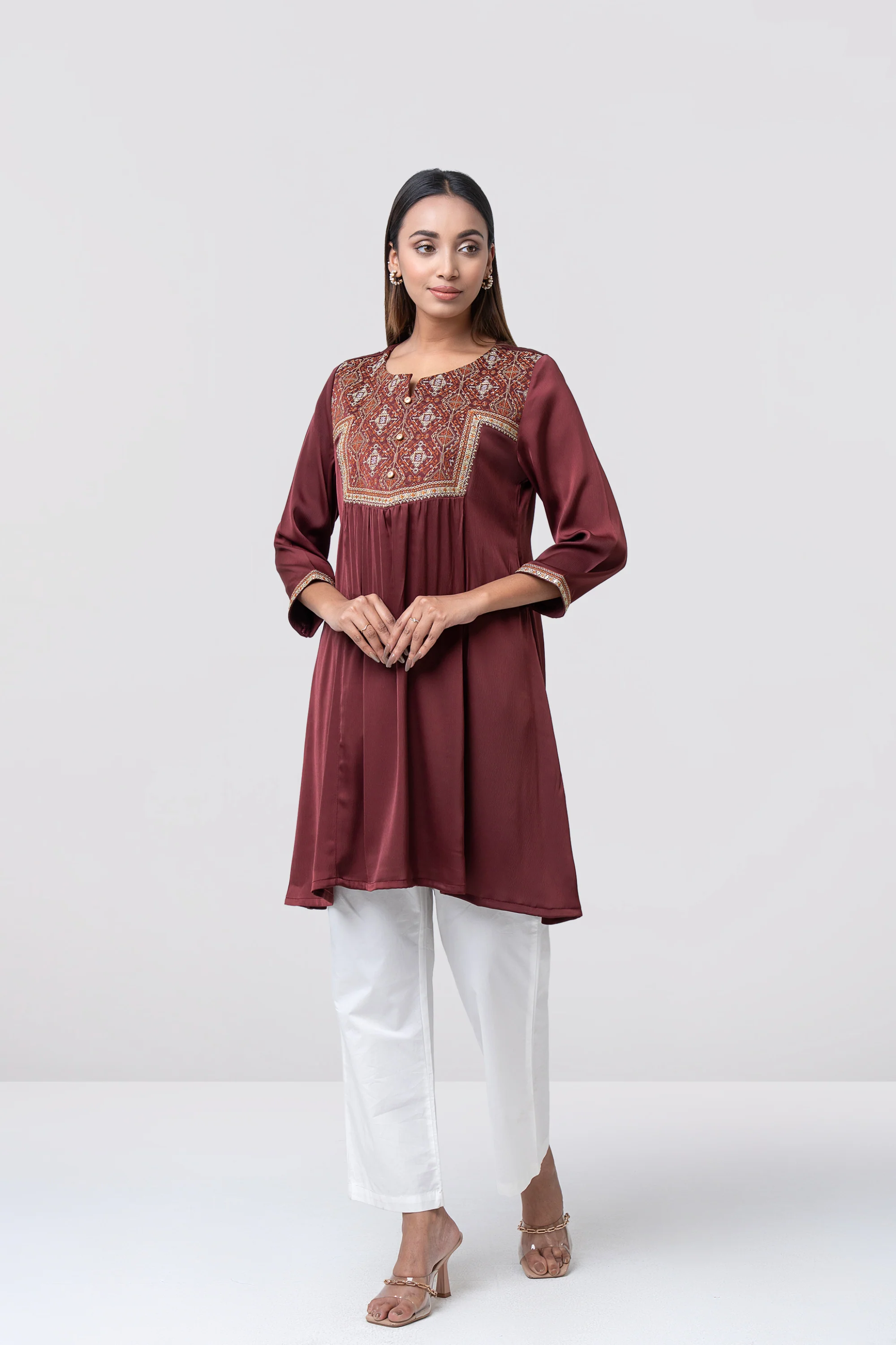 Smart Fit Embroidered Georgette Ethnic Kurti - Image 7
