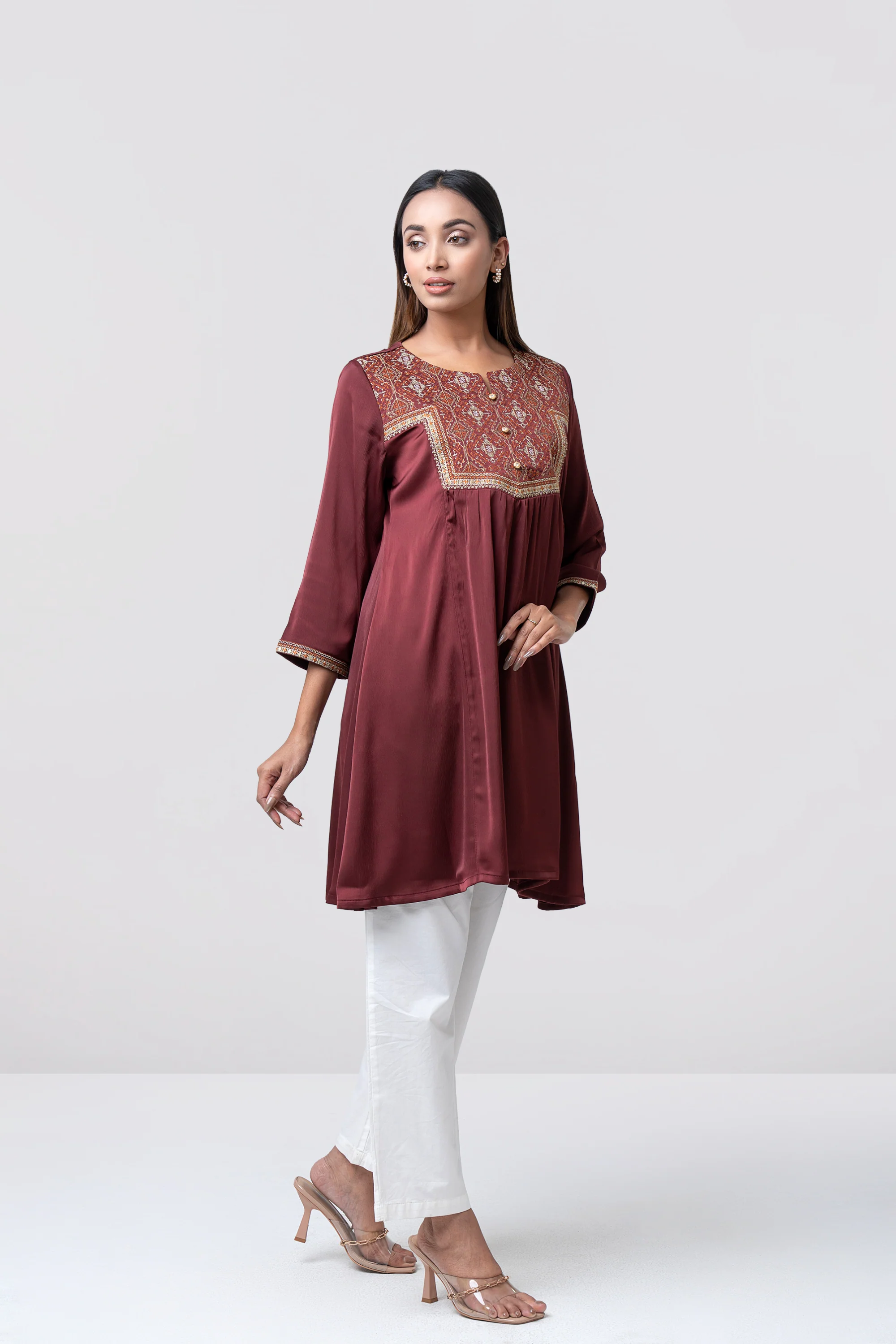 Smart Fit Embroidered Georgette Ethnic Kurti - Image 8