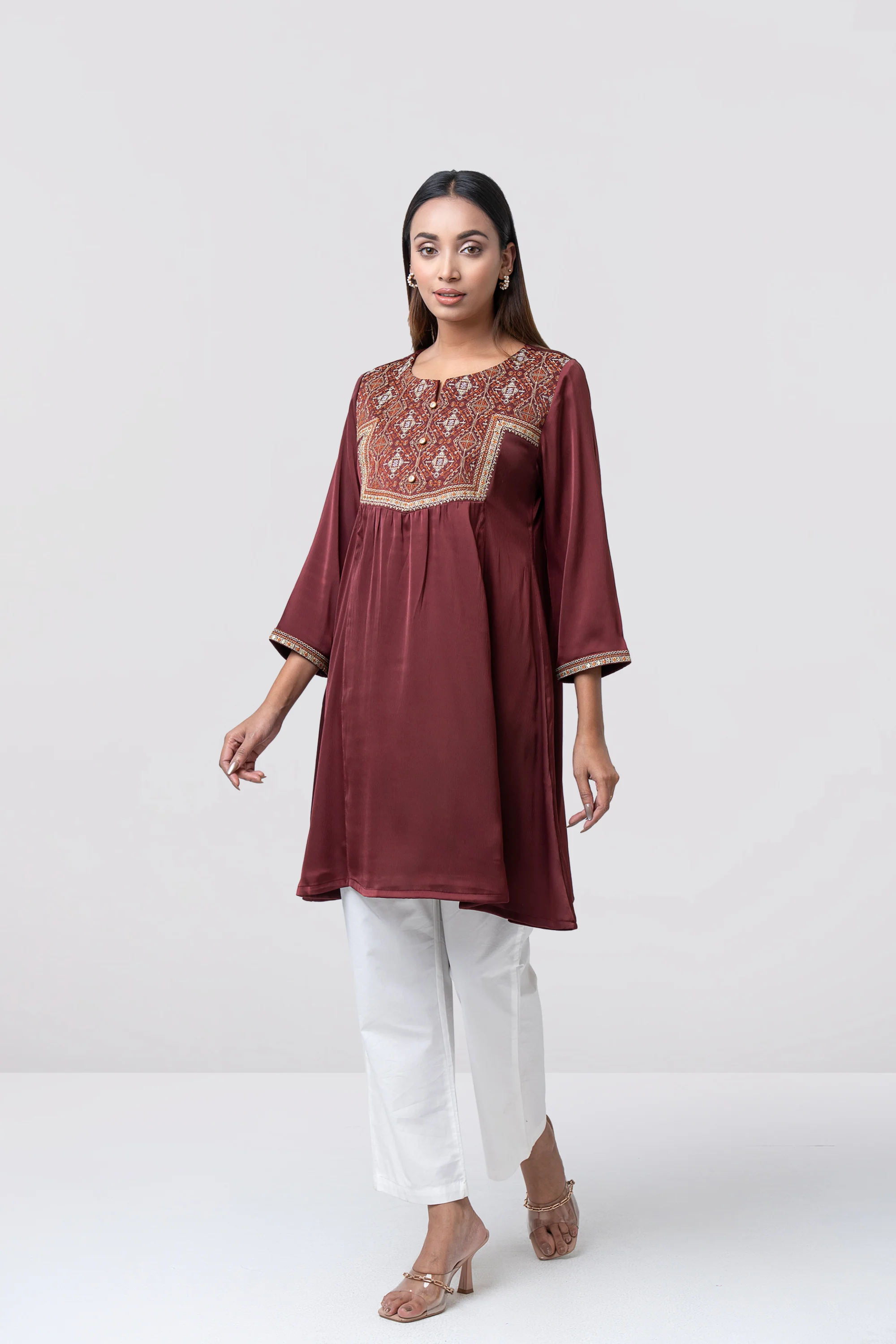 Smart Fit Embroidered Georgette Ethnic Kurti - Image 9