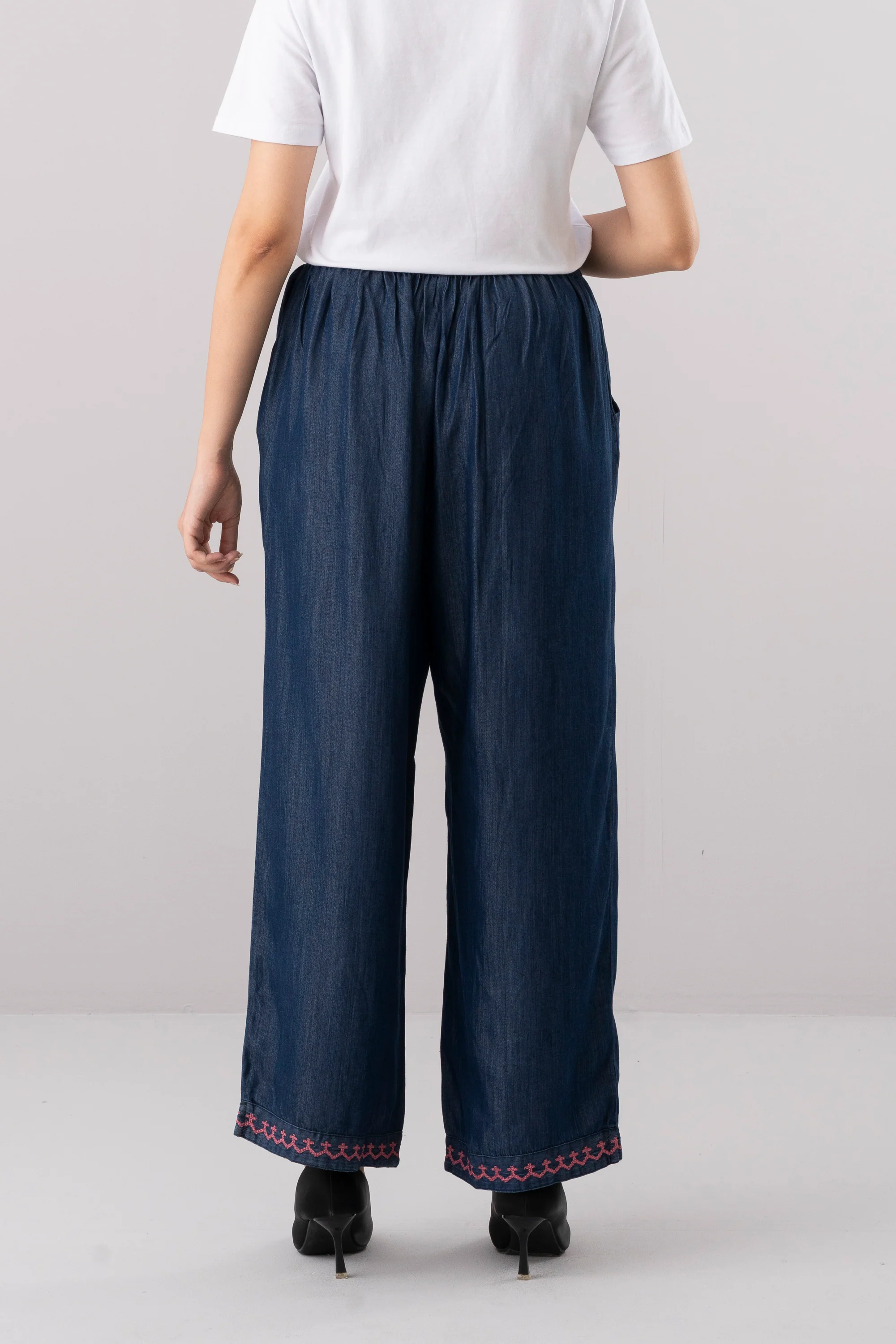 Relaxed Fit Denim-Style Ethnic Pants - Image 10