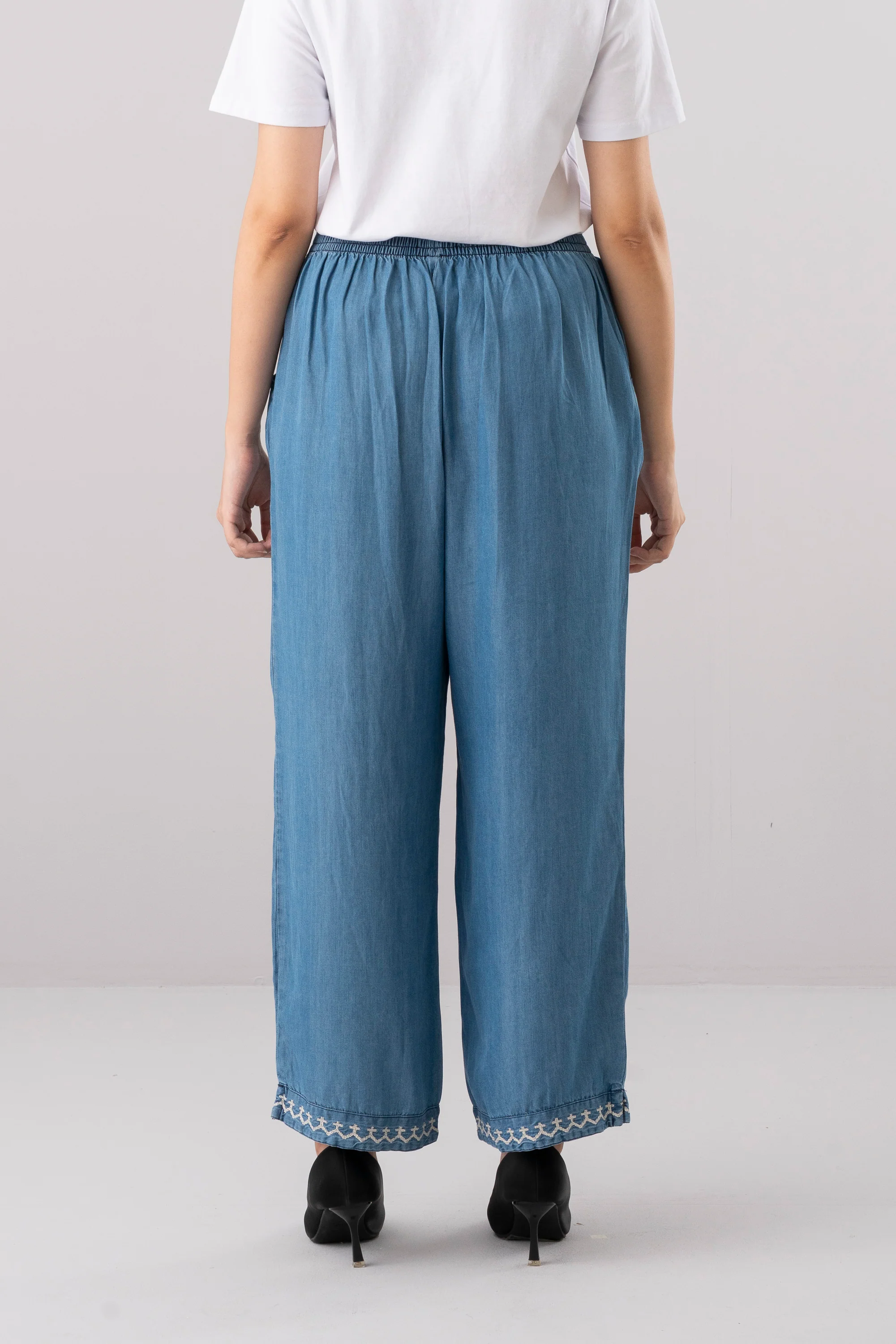Relaxed Fit Denim-Style Ethnic Pants - Image 4