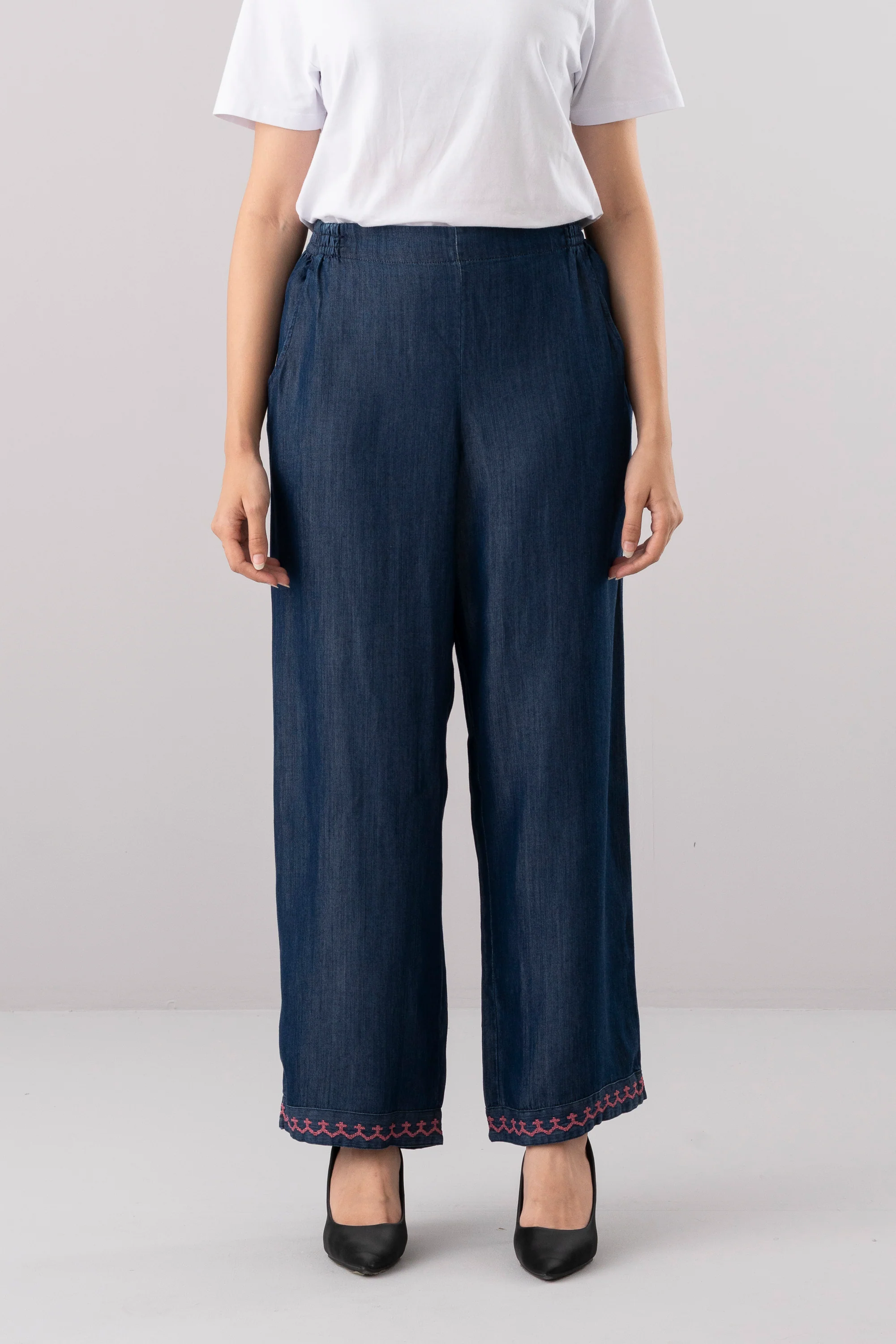 Relaxed Fit Denim-Style Ethnic Pants - Image 7